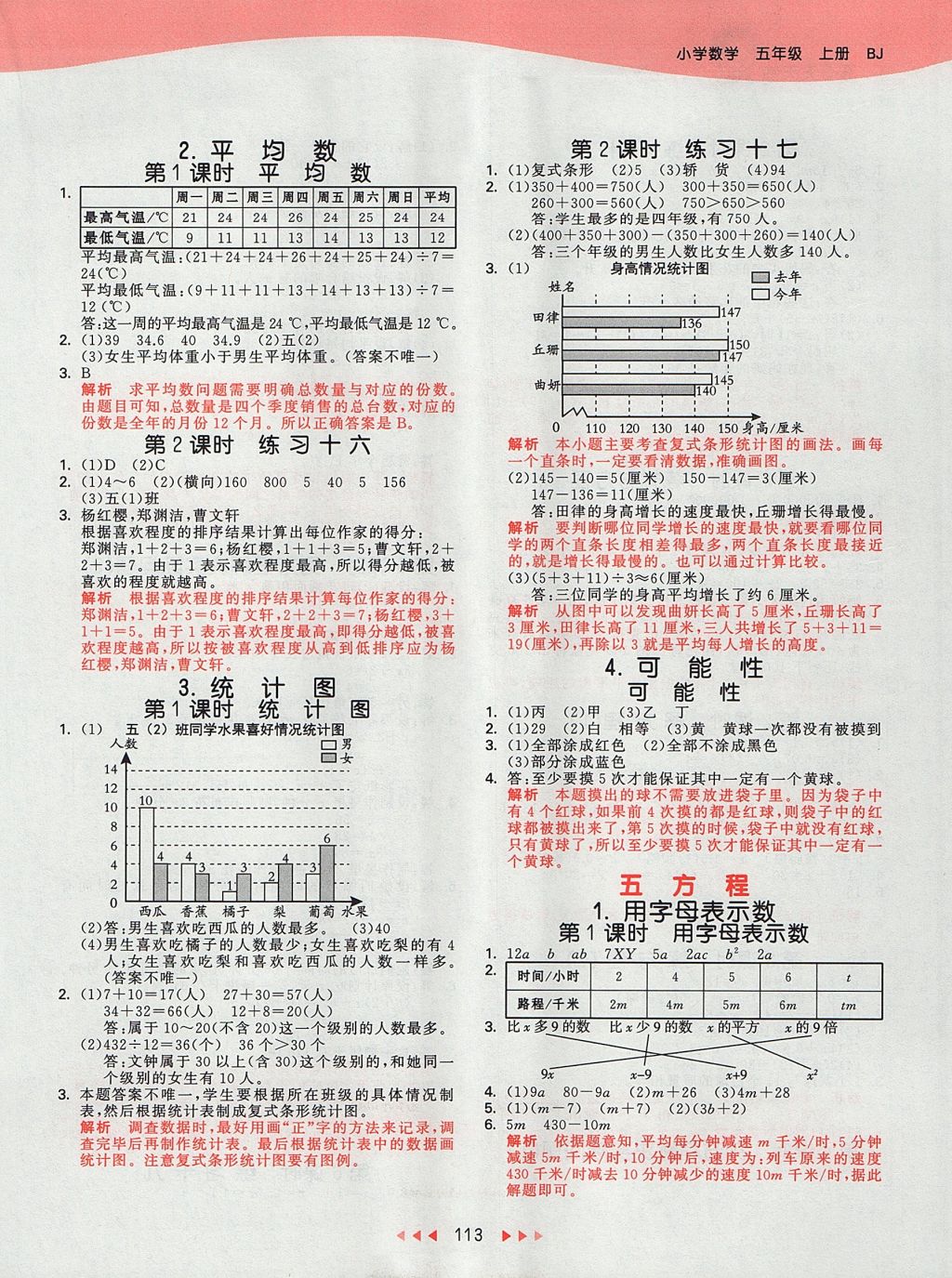 2017年53天天練小學(xué)數(shù)學(xué)五年級(jí)上冊(cè)北京版 參考答案第9頁