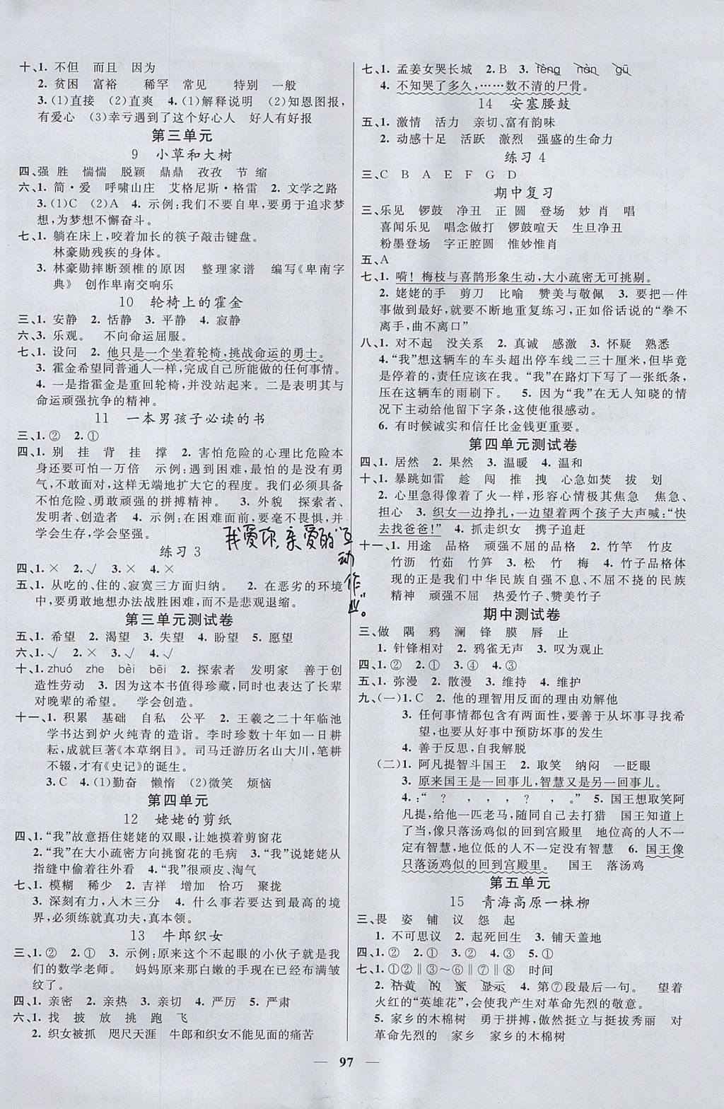 2017年智慧樹(shù)同步講練測(cè)六年級(jí)語(yǔ)文上冊(cè)蘇教版 參考答案第2頁(yè)