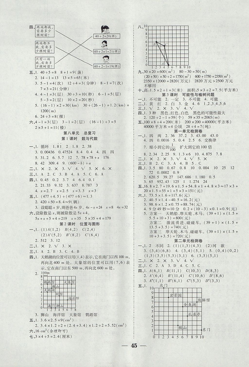 2017年世紀(jì)百通主體課堂小學(xué)課時(shí)同步練習(xí)五年級(jí)數(shù)學(xué)上冊(cè)人教版 參考答案第5頁