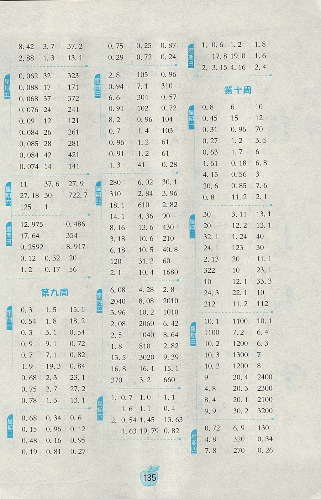 2017年小学数学计算高手五年级上册人教版 参考答案第5页