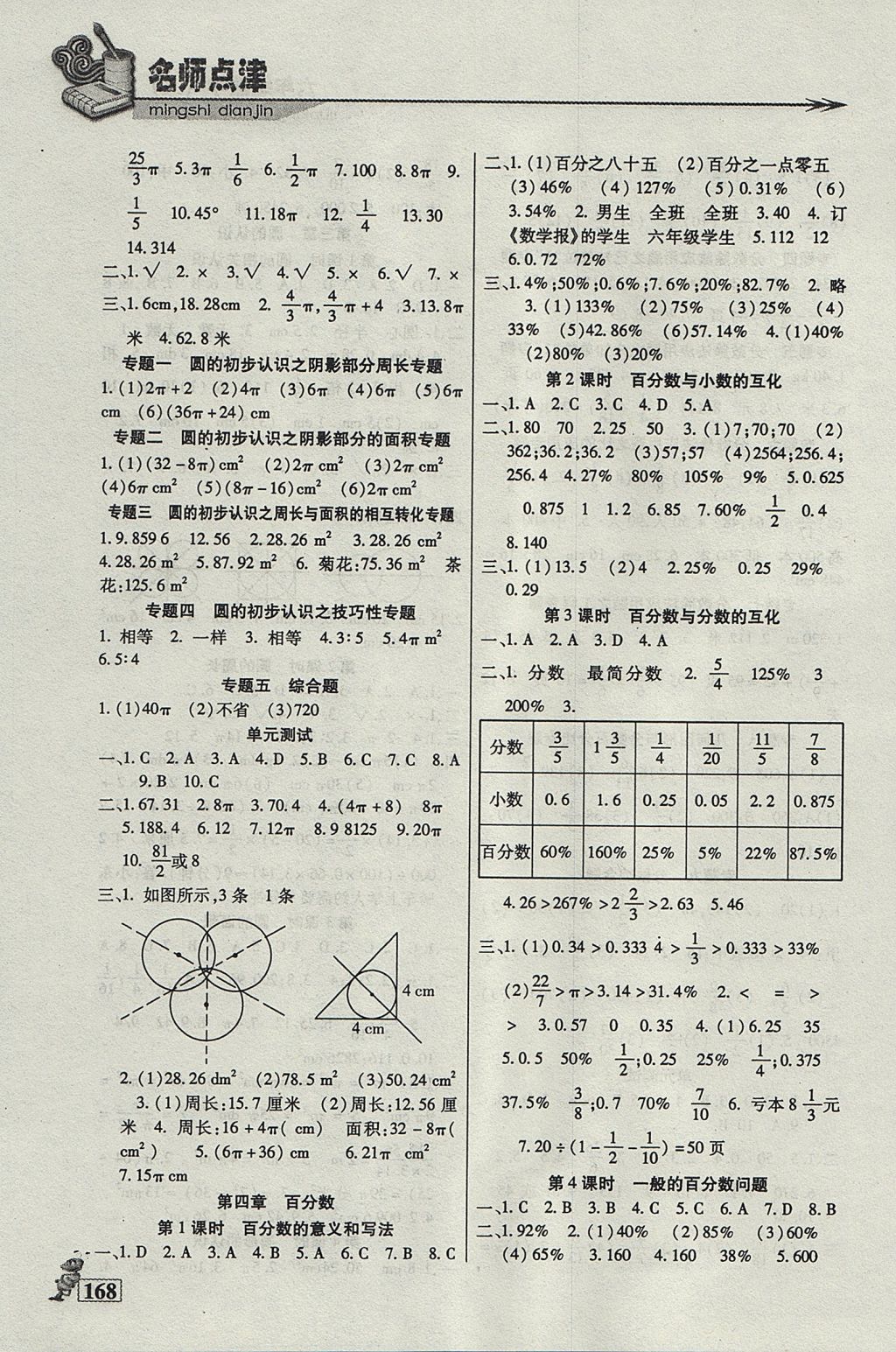 2017年名師點(diǎn)津課課練單元測(cè)六年級(jí)數(shù)學(xué)上冊(cè) 參考答案第5頁(yè)