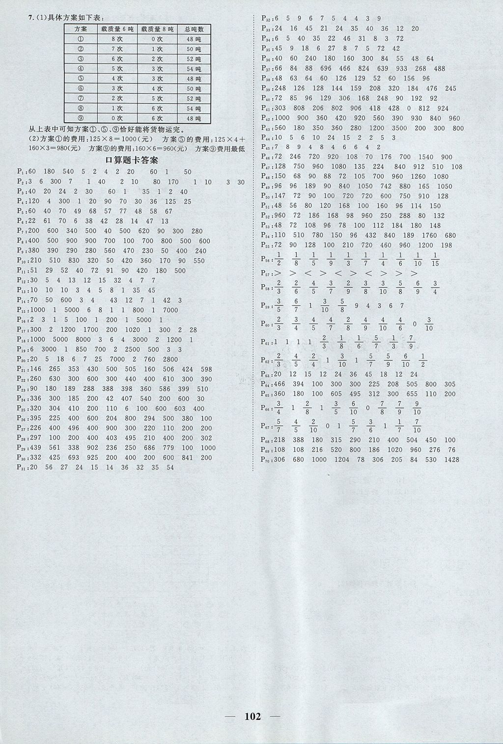 2017年阳光同学课时优化作业三年级数学上册人教版 参考答案第8页