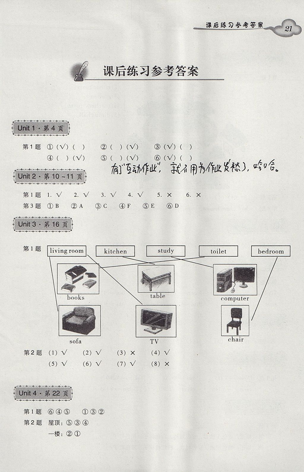 2017年小學(xué)英語雙基同步導(dǎo)學(xué)導(dǎo)練四年級上冊廣州版 參考答案第21頁