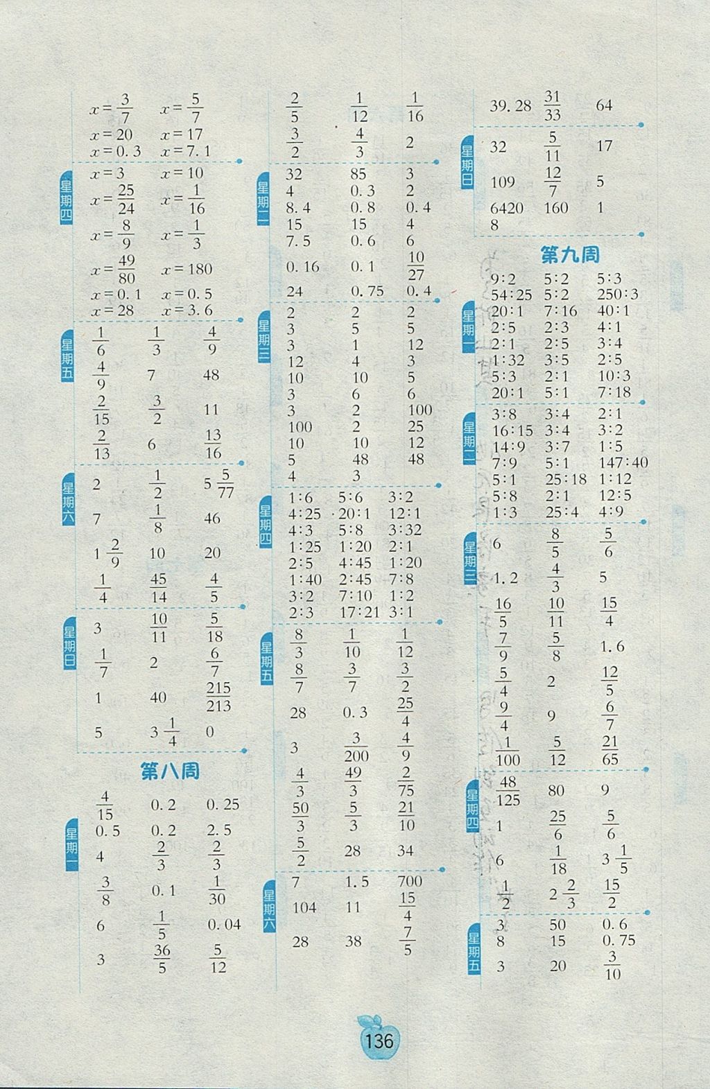 2017年小學數(shù)學計算高手六年級上冊人教版 參考答案第4頁