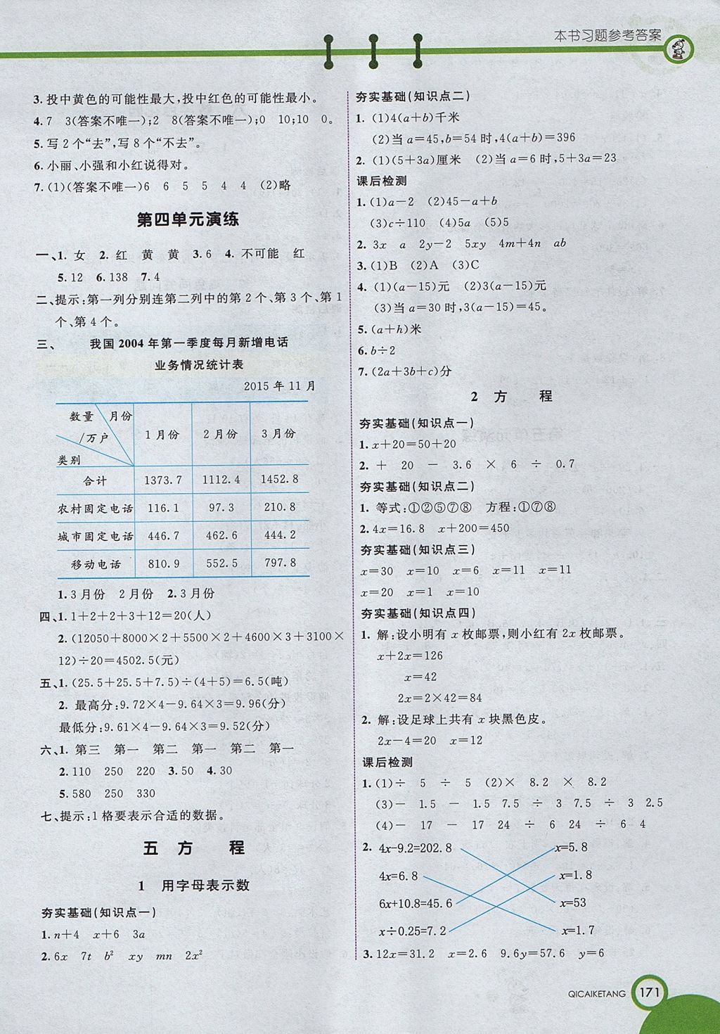 2017年七彩課堂五年級(jí)數(shù)學(xué)上冊(cè)北京課改版 參考答案第7頁