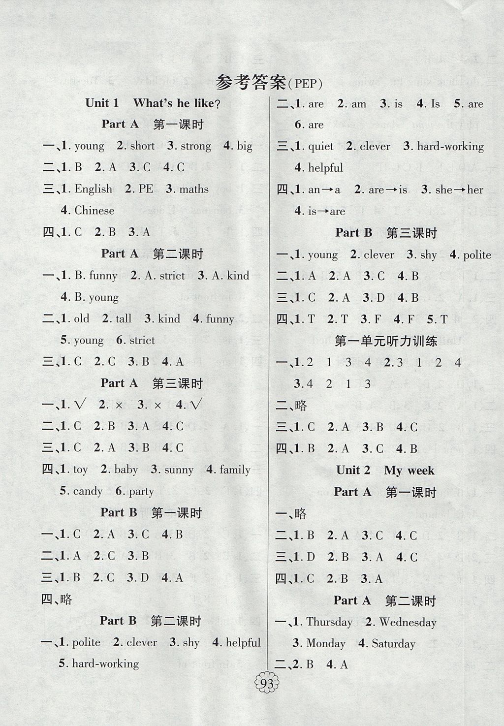 2017年暢優(yōu)新課堂五年級(jí)英語(yǔ)上冊(cè)人教PEP版 參考答案第1頁(yè)