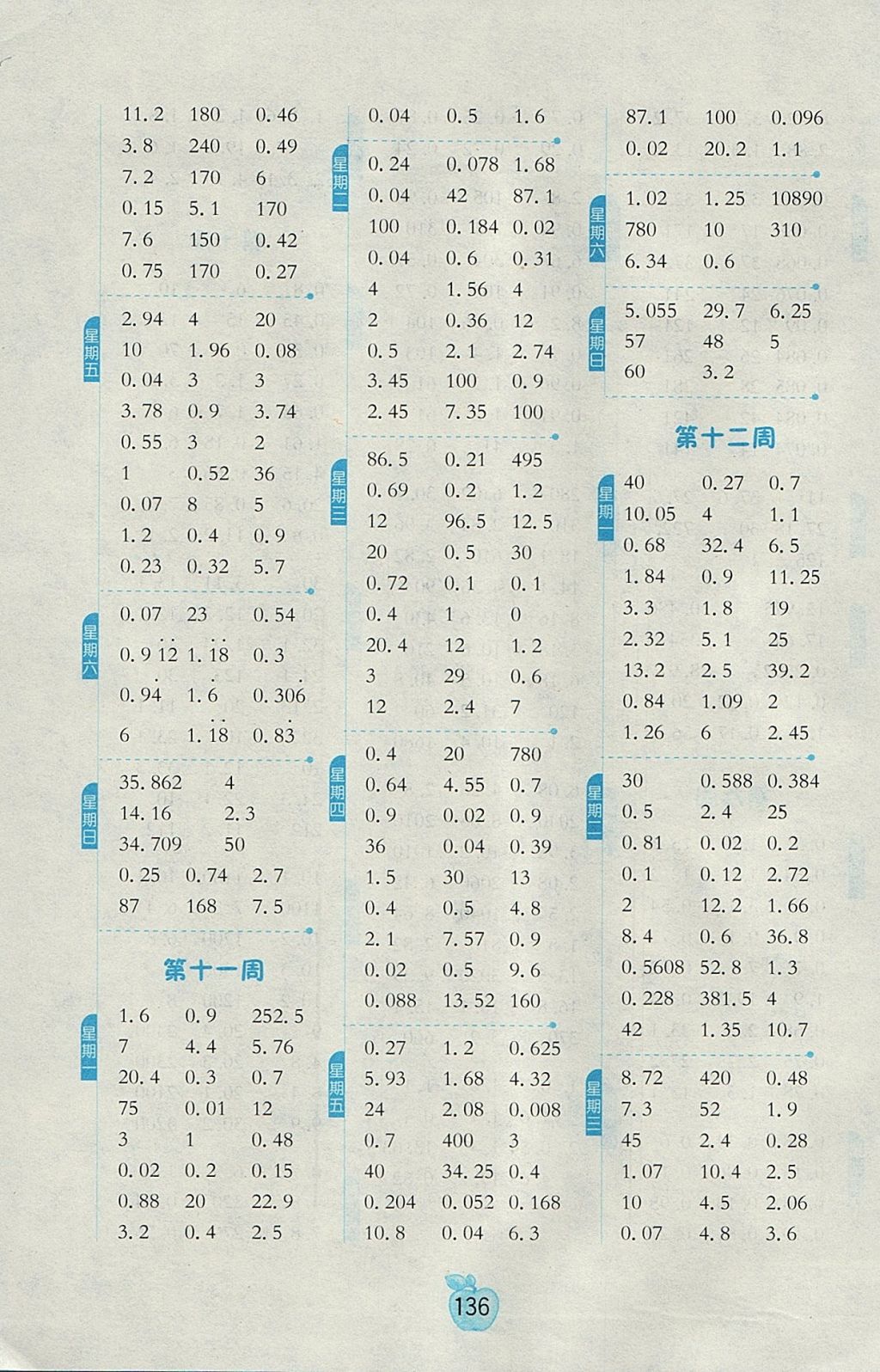 2017年小學數(shù)學計算高手五年級上冊人教版 參考答案第6頁