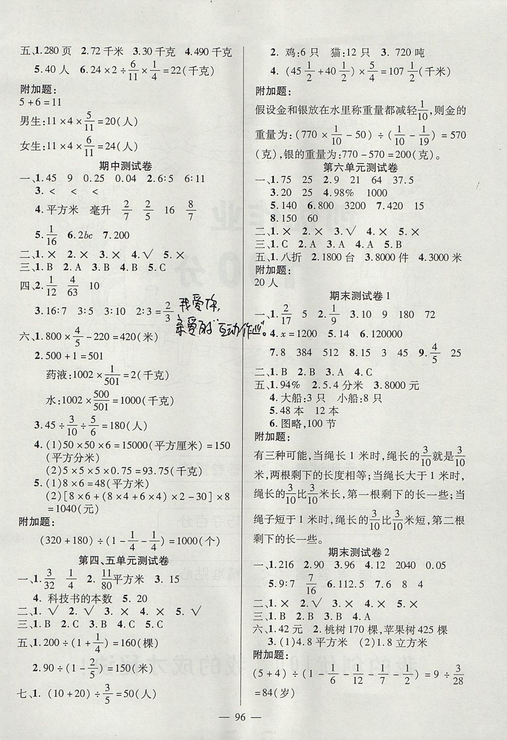 2017年創(chuàng)優(yōu)作業(yè)100分導學案六年級數(shù)學上冊蘇教版 參考答案第6頁