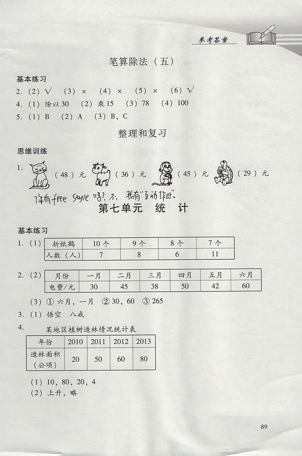 2017年学习探究诊断小学数学四年级上册人教版 参考答案第12页