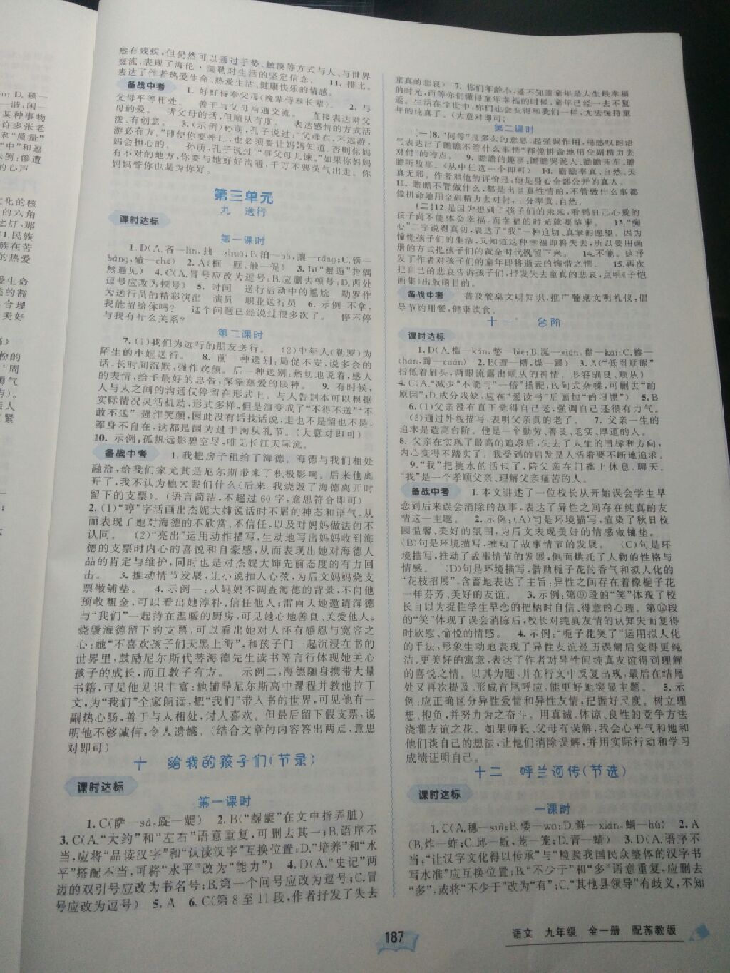 2017年新課程學(xué)習(xí)與測評同步學(xué)習(xí)九年級語文全一冊蘇教版 參考答案第4頁