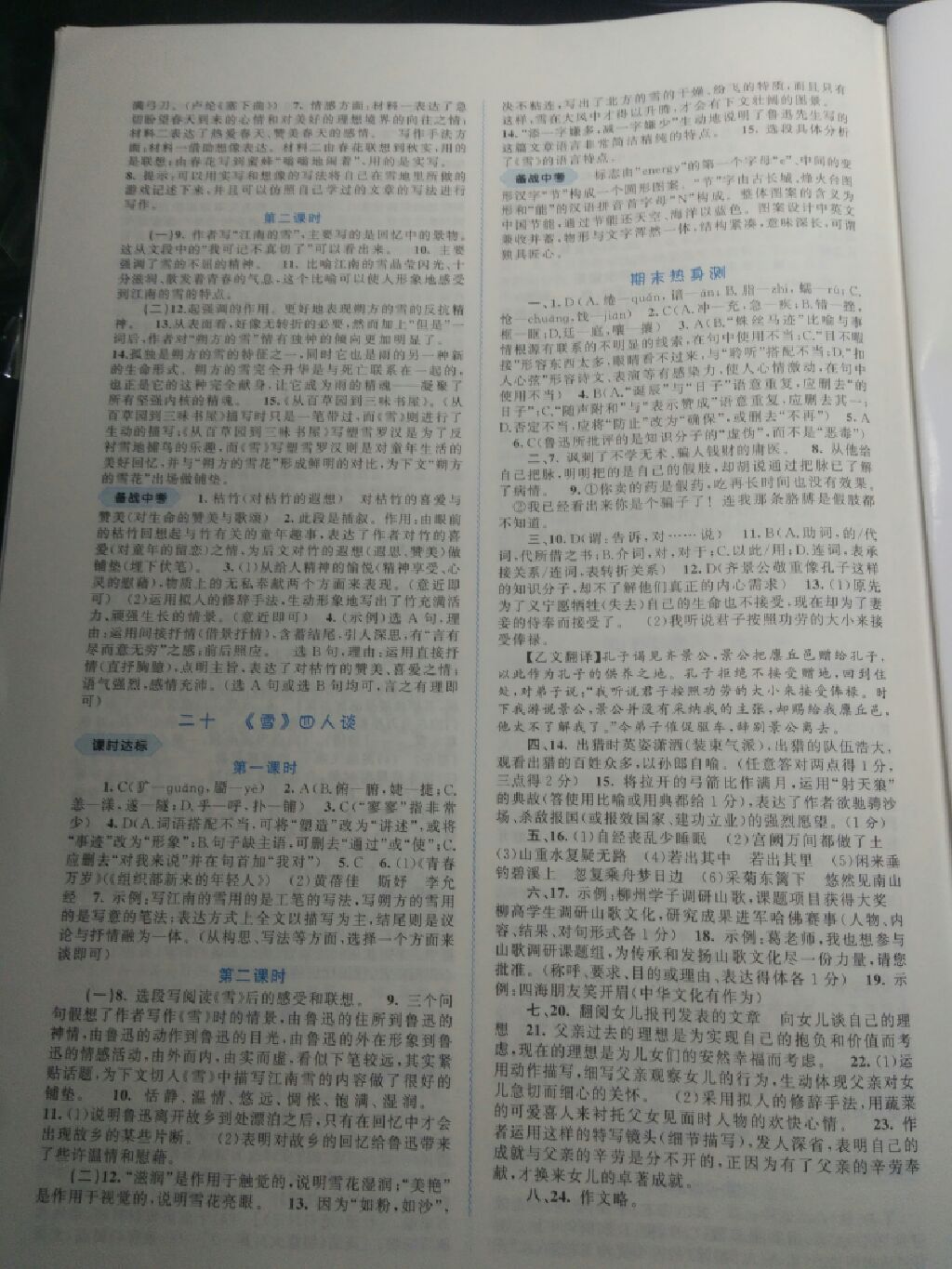 2017年新課程學習與測評同步學習九年級語文全一冊蘇教版 參考答案第12頁