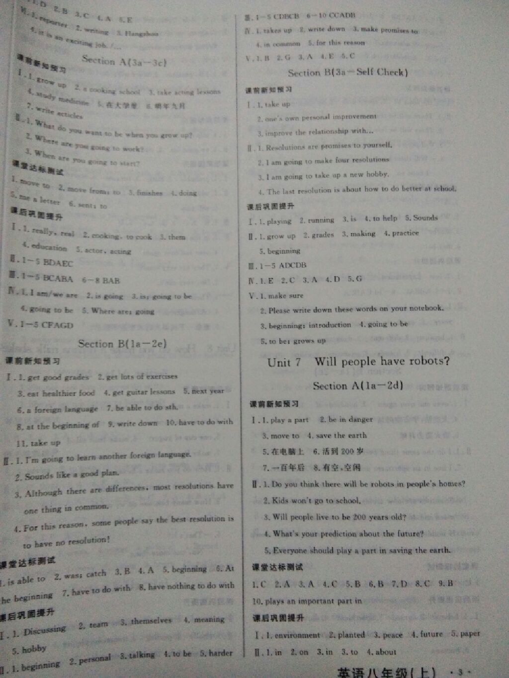 2017年A加優(yōu)化作業(yè)本八年級(jí)英語(yǔ)上冊(cè)人教版 參考答案第9頁(yè)