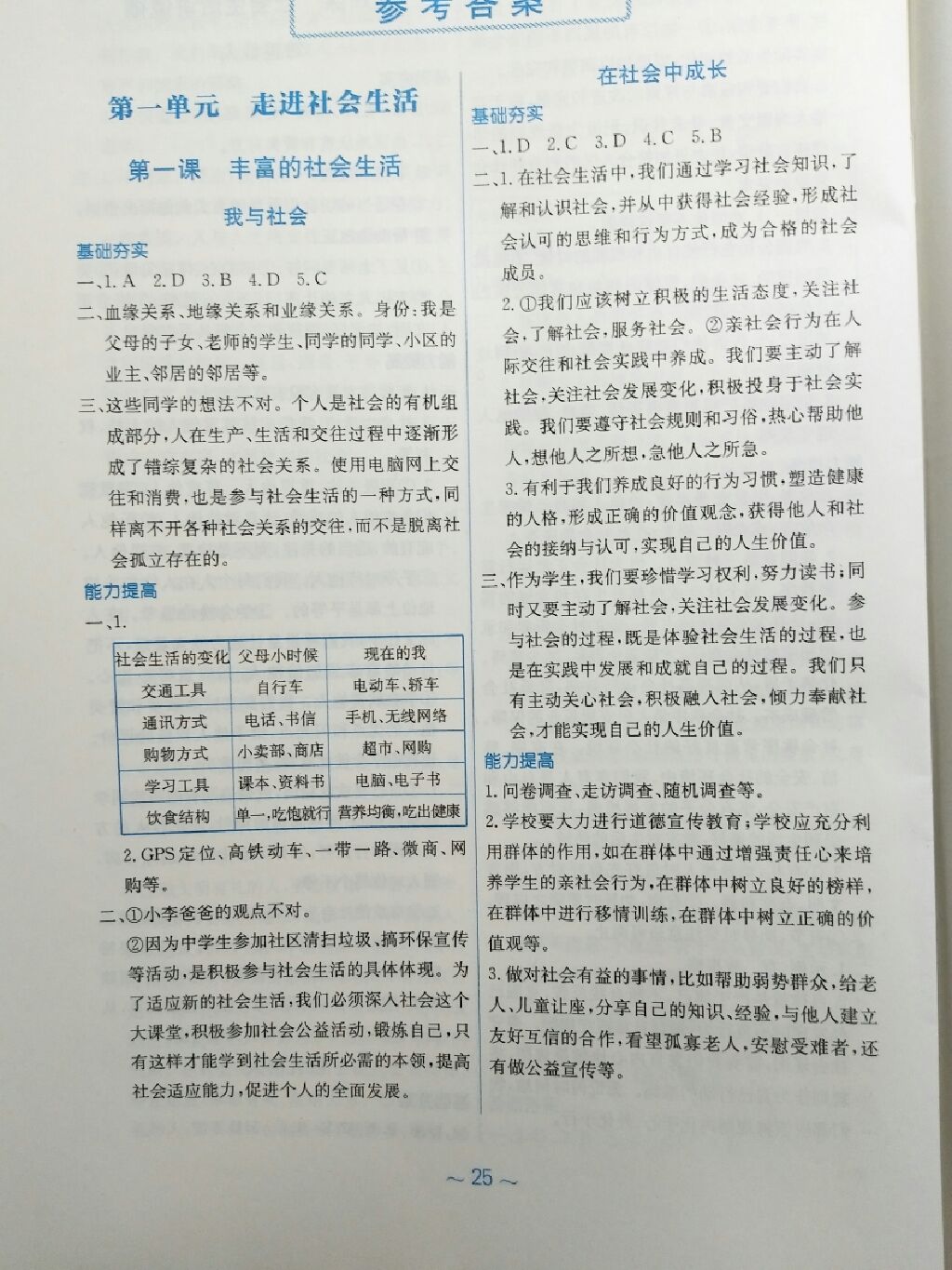 2017年新編基礎(chǔ)訓(xùn)練八年級道德與法治上冊人教版 參考答案第16頁