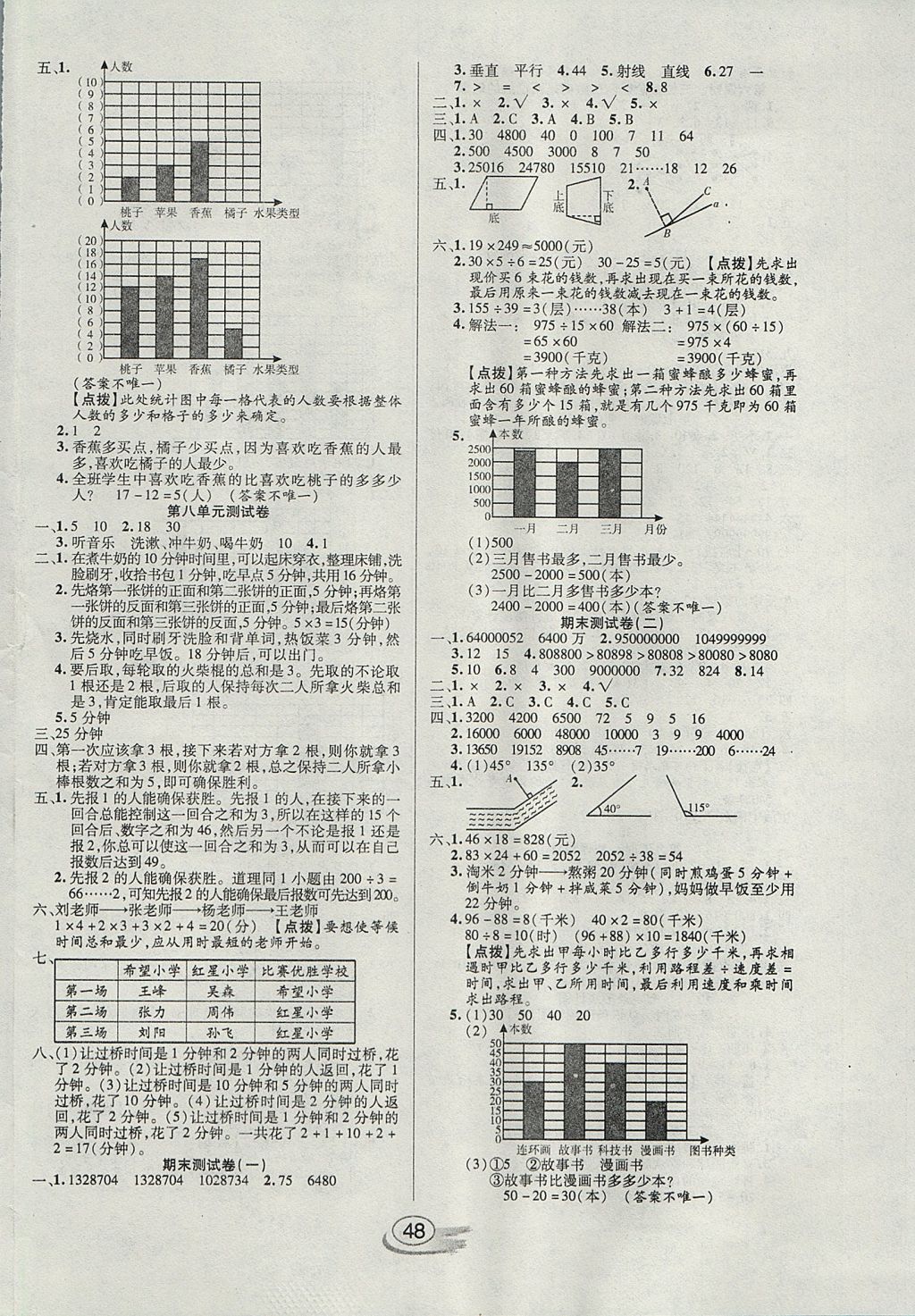 2017年全能测控课堂练习四年级数学上册人教版 参考答案第8页