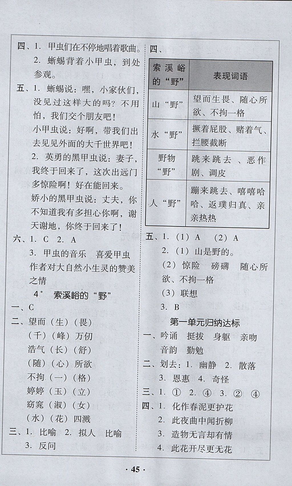 2017年家校導(dǎo)學(xué)六年級語文上冊廣東專版 參考答案第5頁