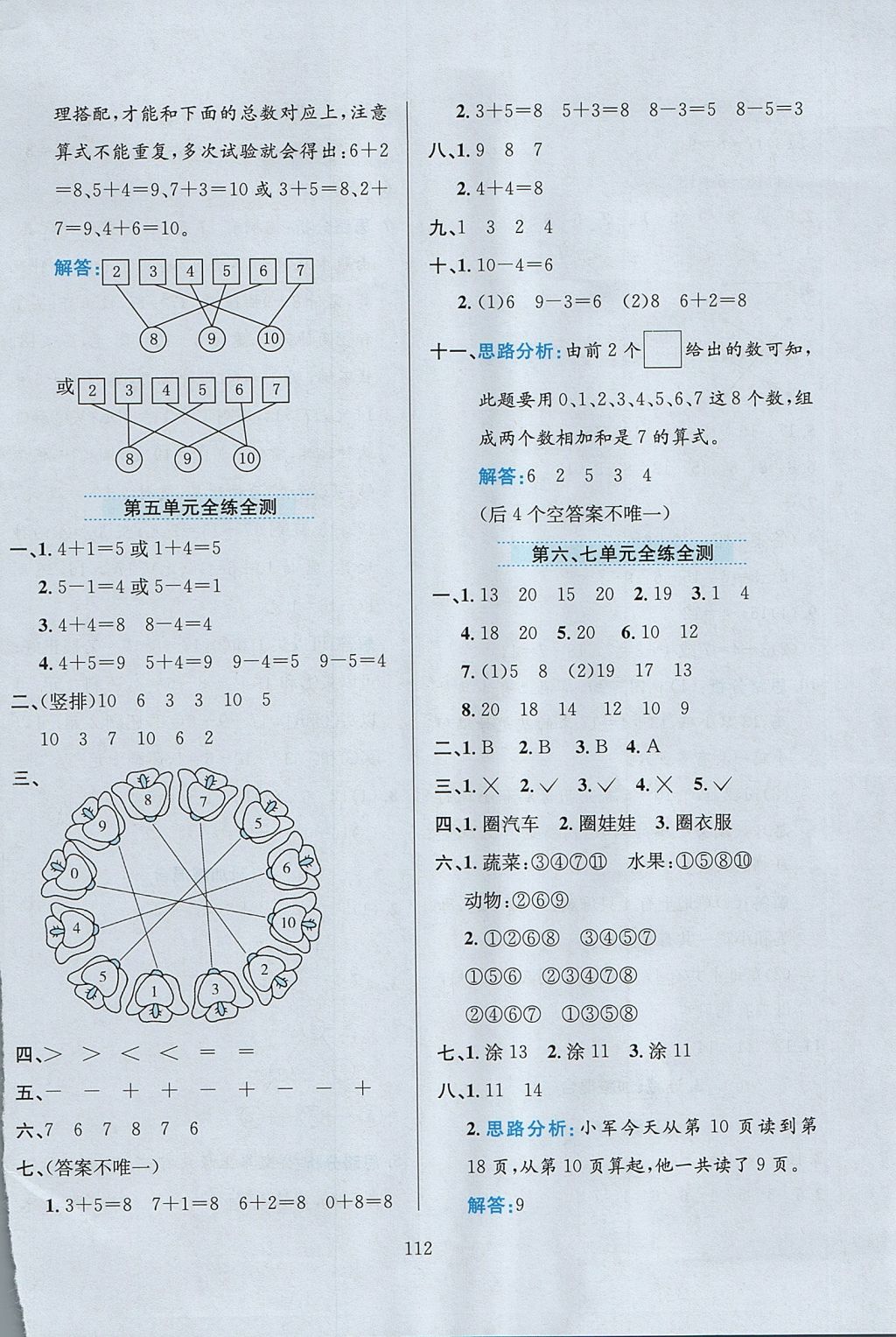 2017年小學(xué)教材全練一年級(jí)數(shù)學(xué)上冊(cè)冀教版 參考答案第16頁(yè)