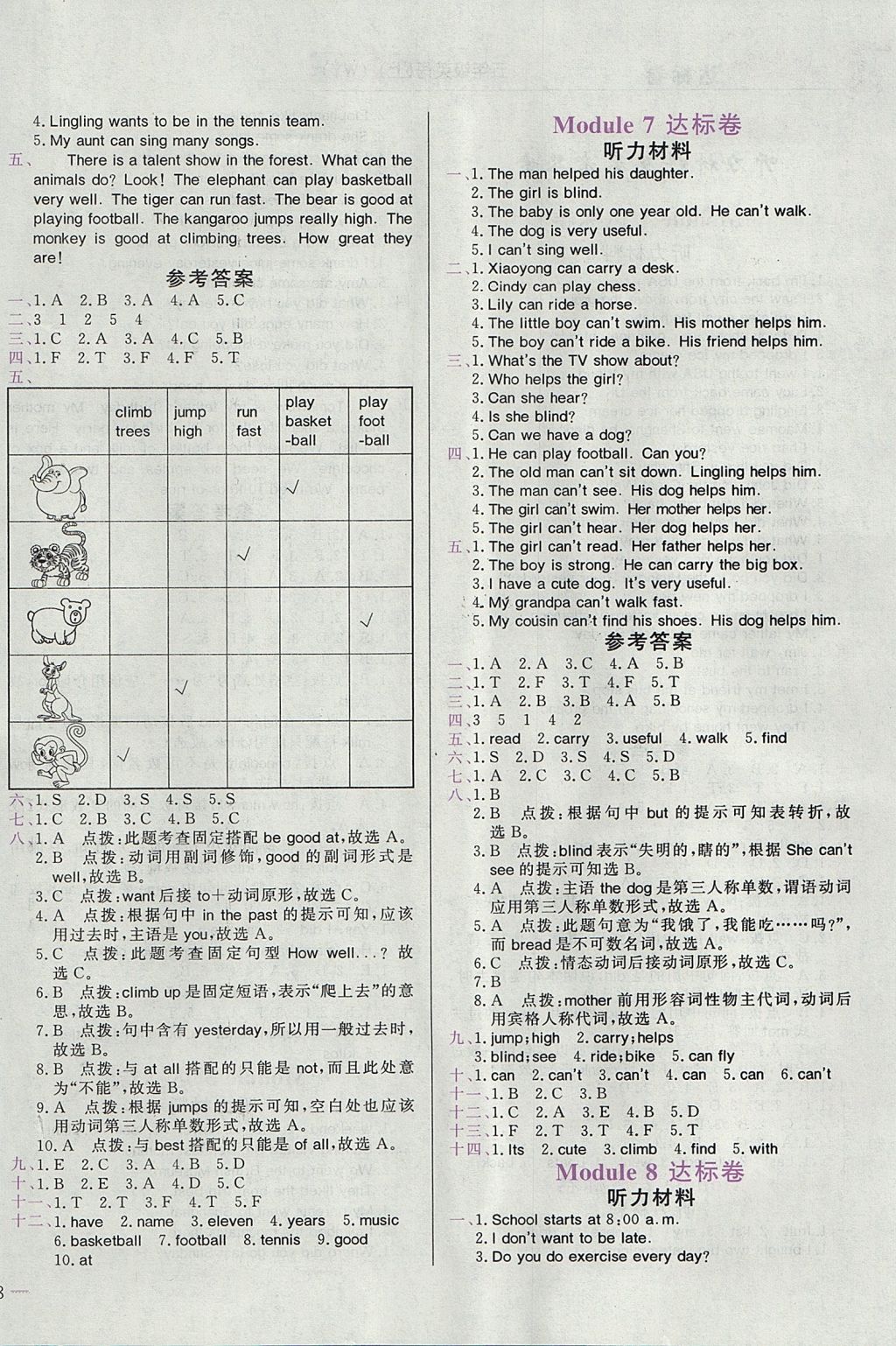 2017年黃岡小狀元達(dá)標(biāo)卷五年級(jí)英語(yǔ)上冊(cè)外研版 參考答案第4頁(yè)