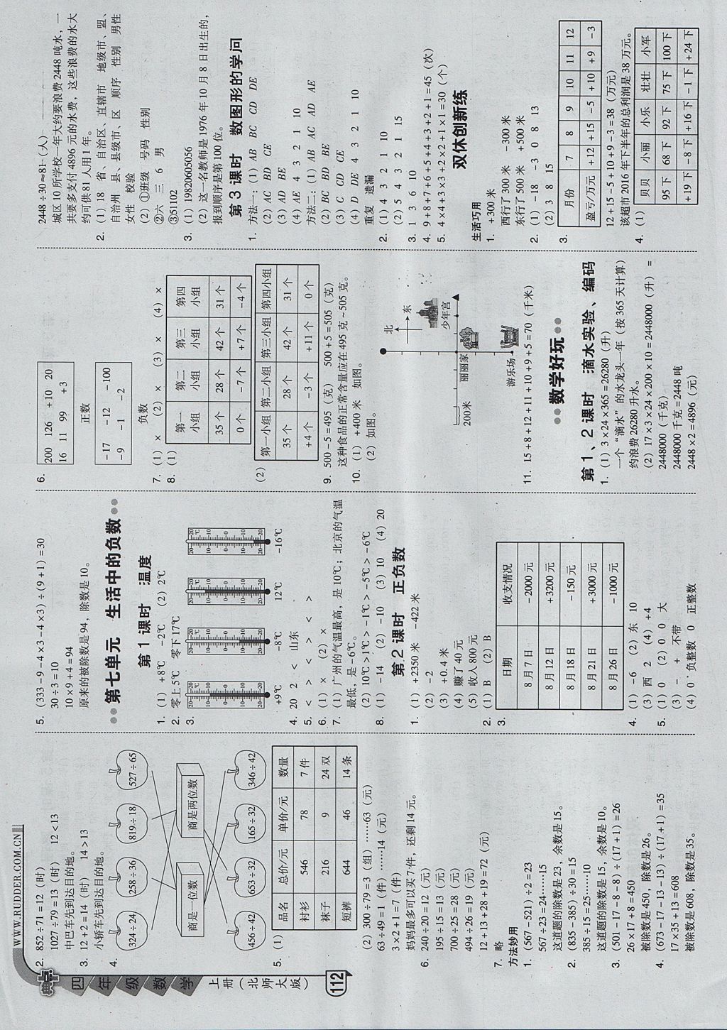 2017年綜合應用創(chuàng)新題典中點四年級數(shù)學上冊北師大版 參考答案第10頁