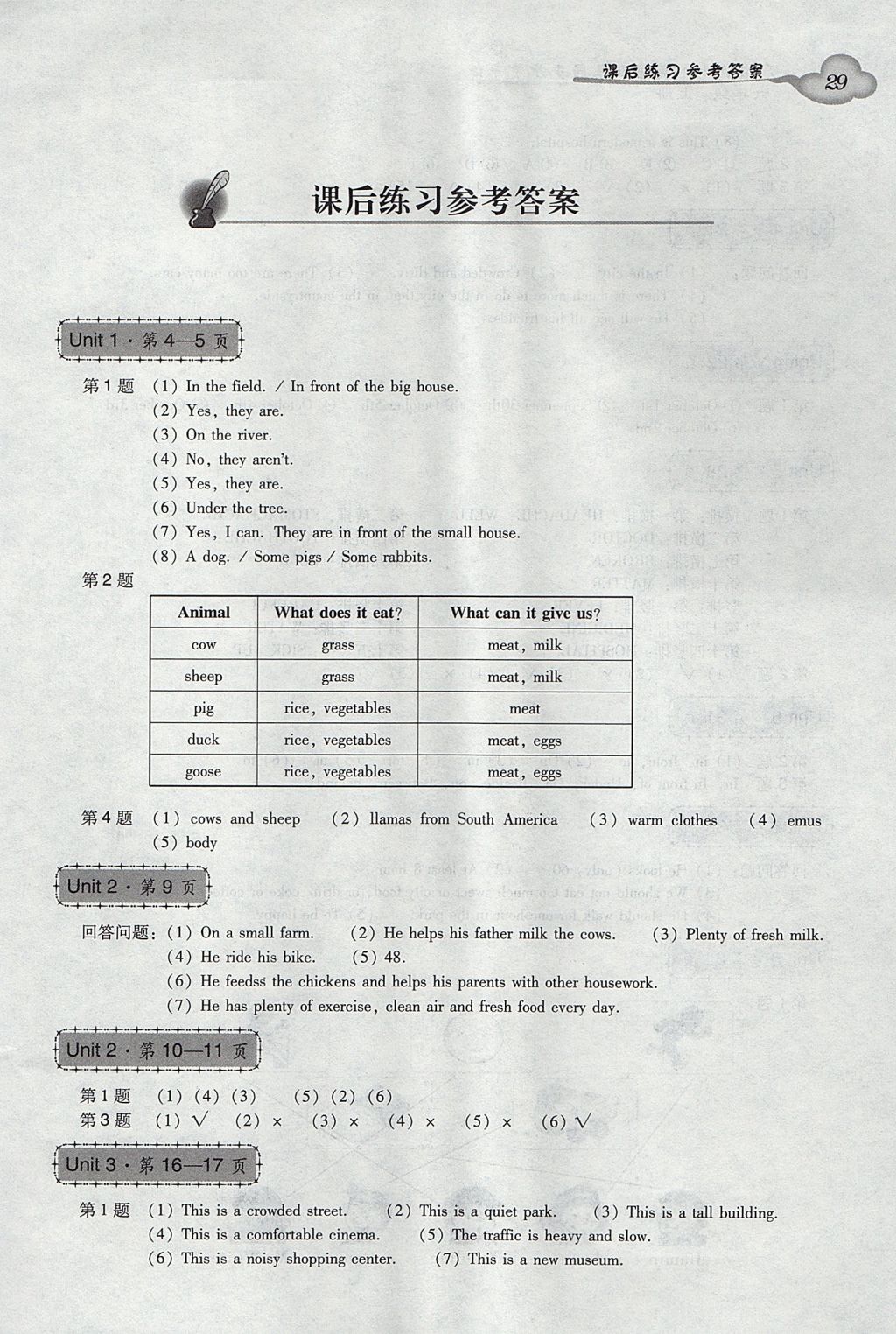 2017年小学英语双基同步导学导练六年级上册广州版 参考答案第29页