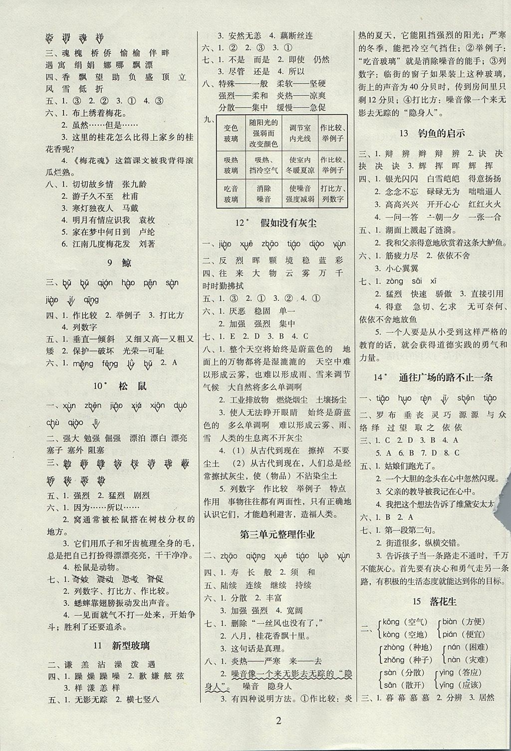 2017年云南师大附小一线名师提优作业五年级语文上册人教版 参考答案第2页