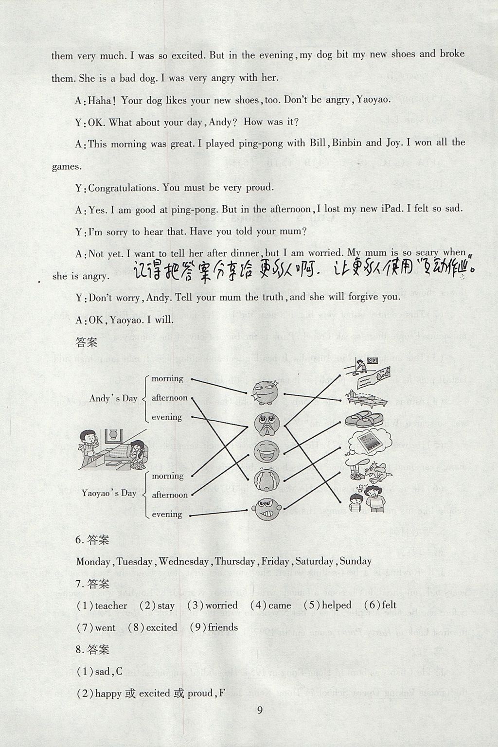 2017年海淀名師伴你學(xué)同步學(xué)練測六年級英語上冊 參考答案第9頁