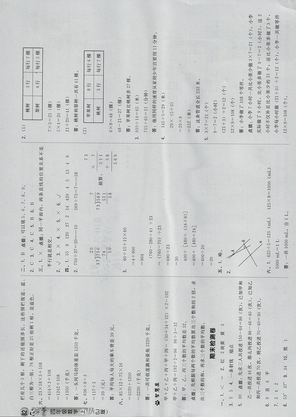 2017年綜合應用創(chuàng)新題典中點四年級數(shù)學上冊蘇教版 參考答案第16頁