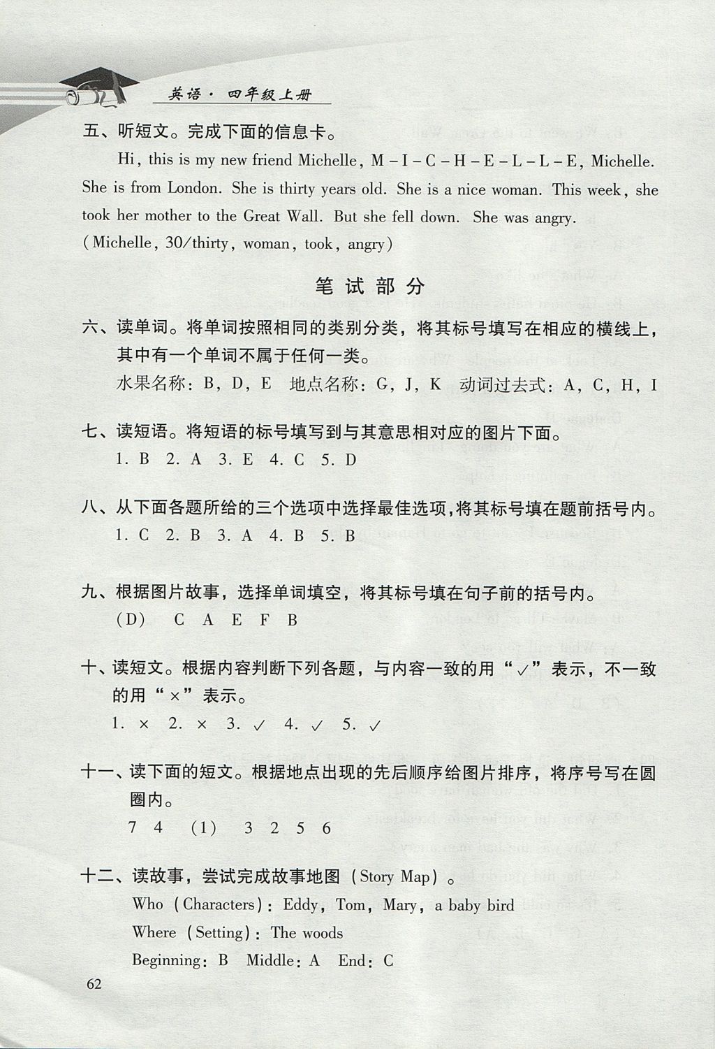 2017年學(xué)習(xí)探究診斷小學(xué)英語(yǔ)四年級(jí)上冊(cè)外研版 參考答案第11頁(yè)