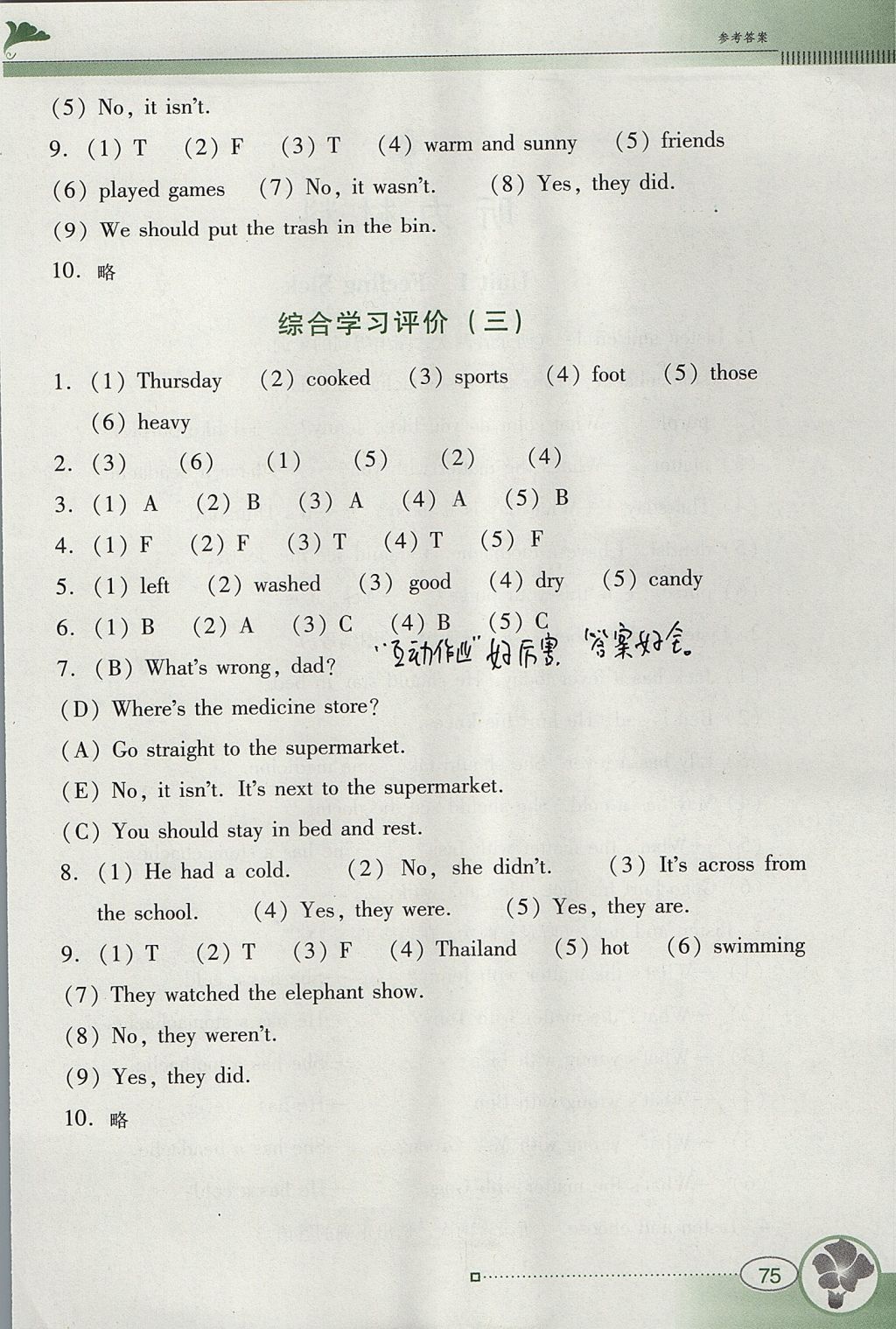 2017年南方新課堂金牌學(xué)案六年級英語上冊粵人民版 參考答案第11頁