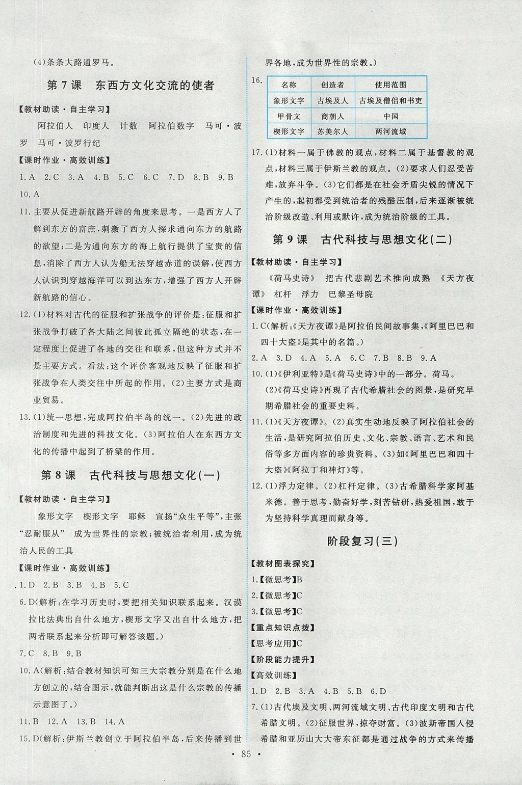 2017年能力培養(yǎng)與測試九年級世界歷史上冊人教版 參考答案第3頁