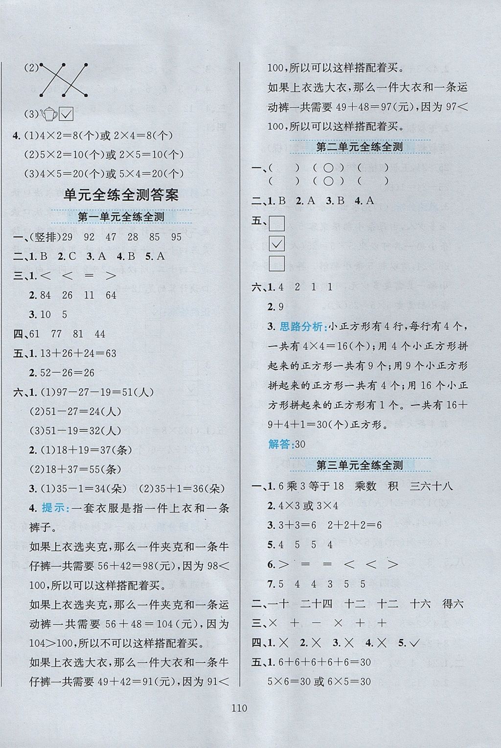 2017年小學(xué)教材全練二年級數(shù)學(xué)上冊江蘇版 參考答案第14頁