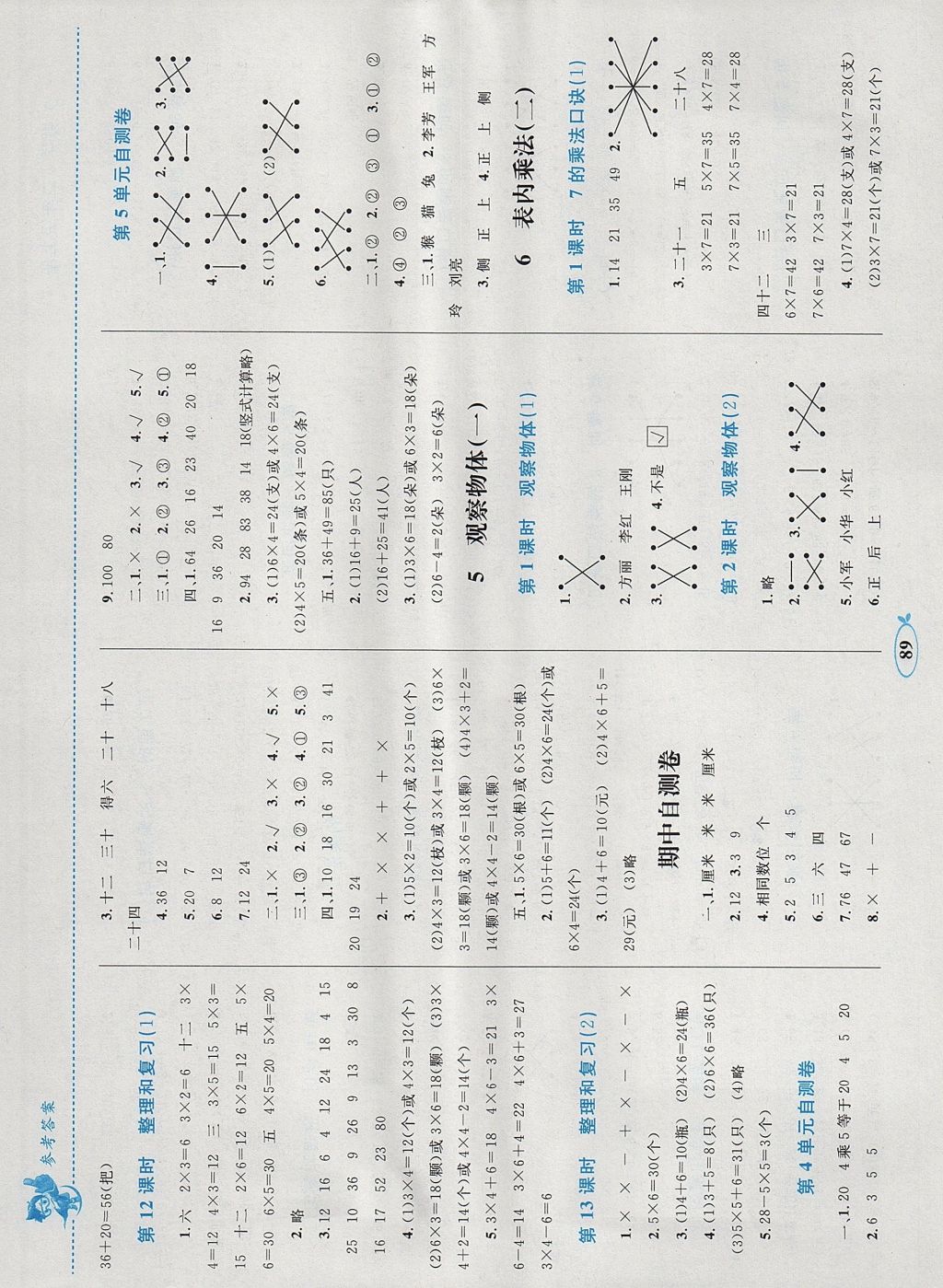 2017年小学同步学考优化设计小超人作业本二年级数学上册人教版 参考答案第5页