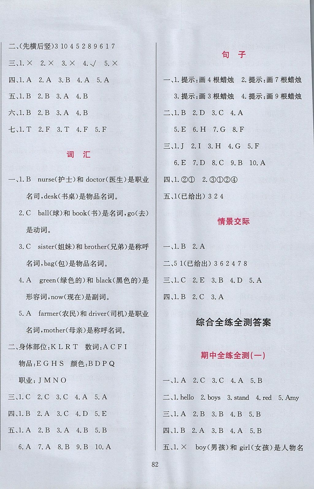 2017年小學(xué)教材全練三年級英語上冊外研版三起 參考答案第14頁