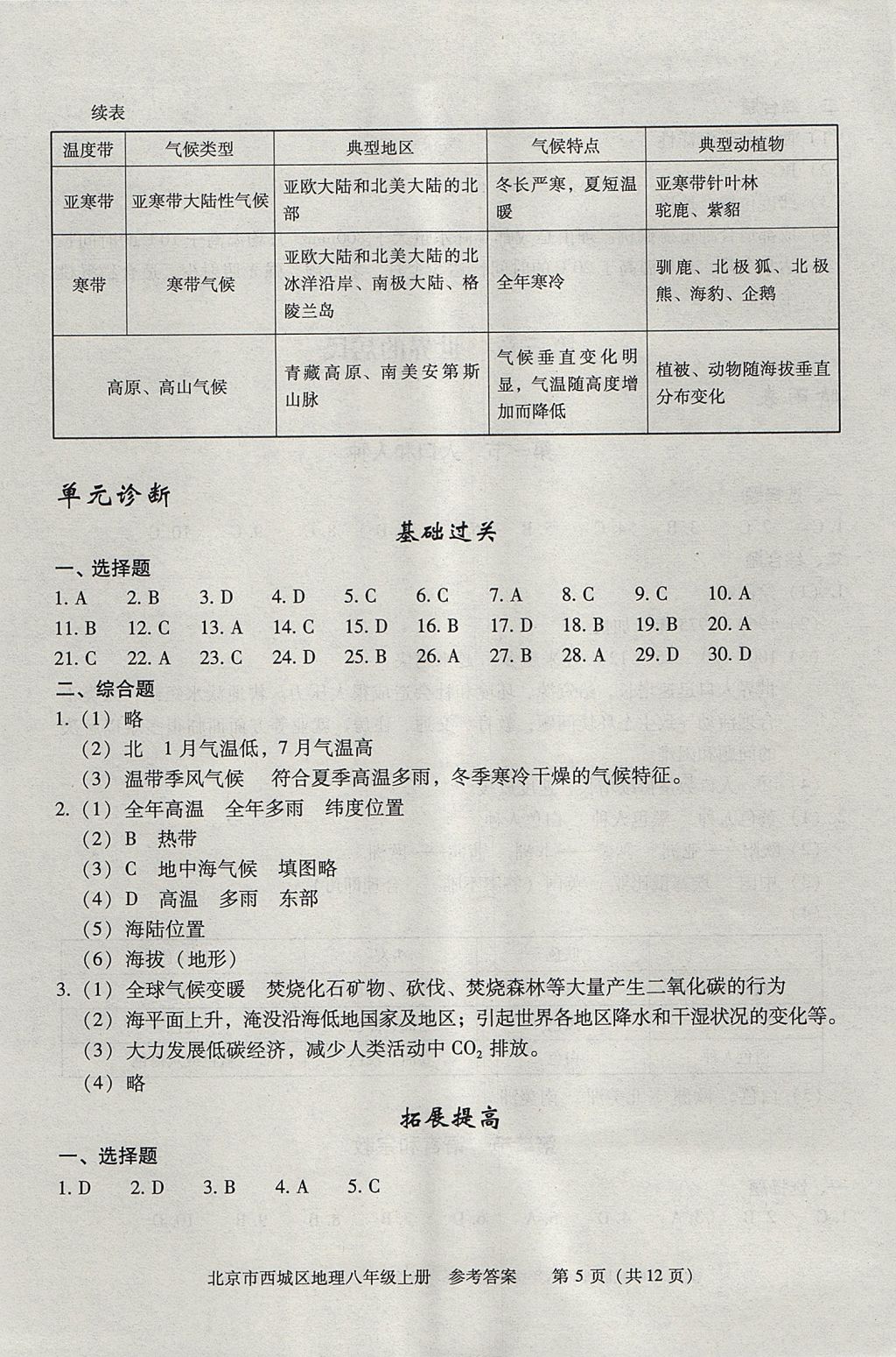 2017年學(xué)習(xí)探究診斷八年級(jí)地理上冊(cè)人教版 參考答案第5頁