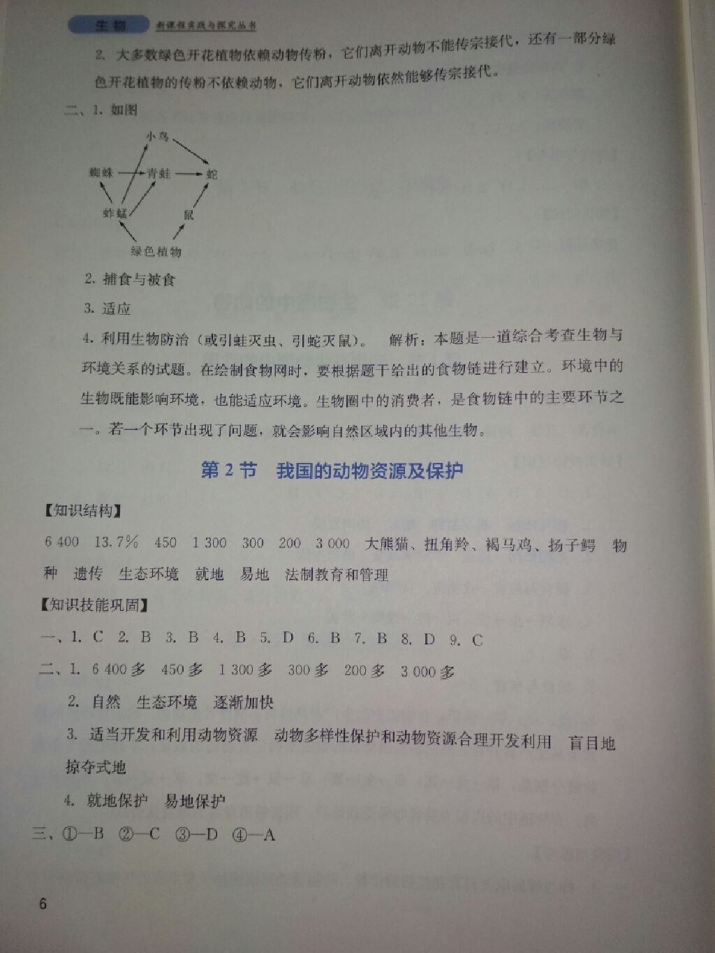 2017年新课程实践与探究丛书八年级生物上册北师大版 参考答案第11页