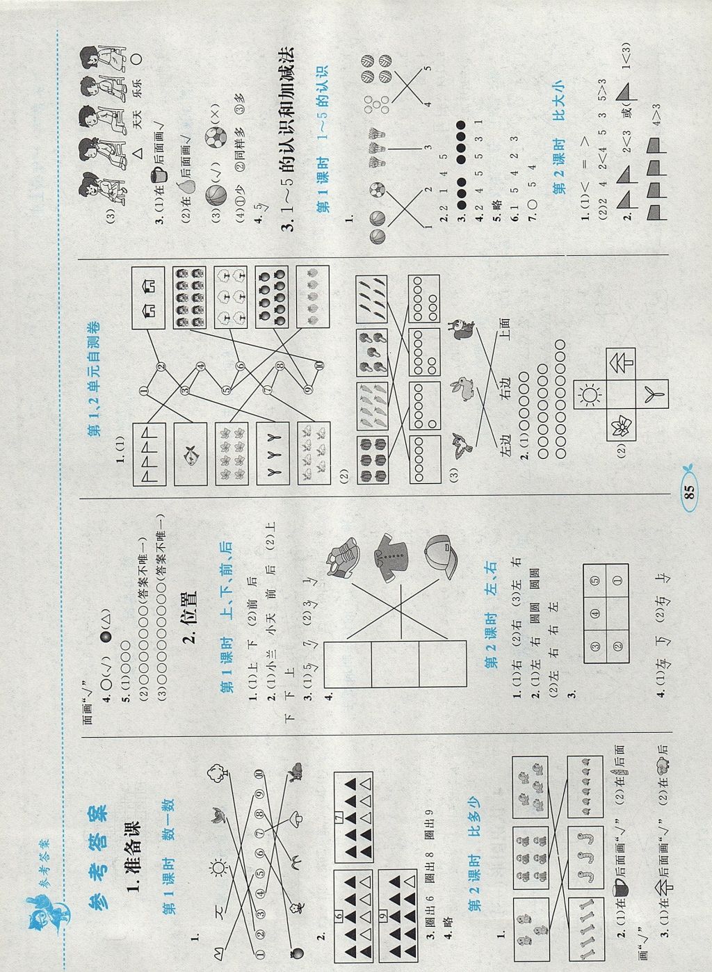 2017年小学同步学考优化设计小超人作业本一年级数学上册人教版 参考答案第1页