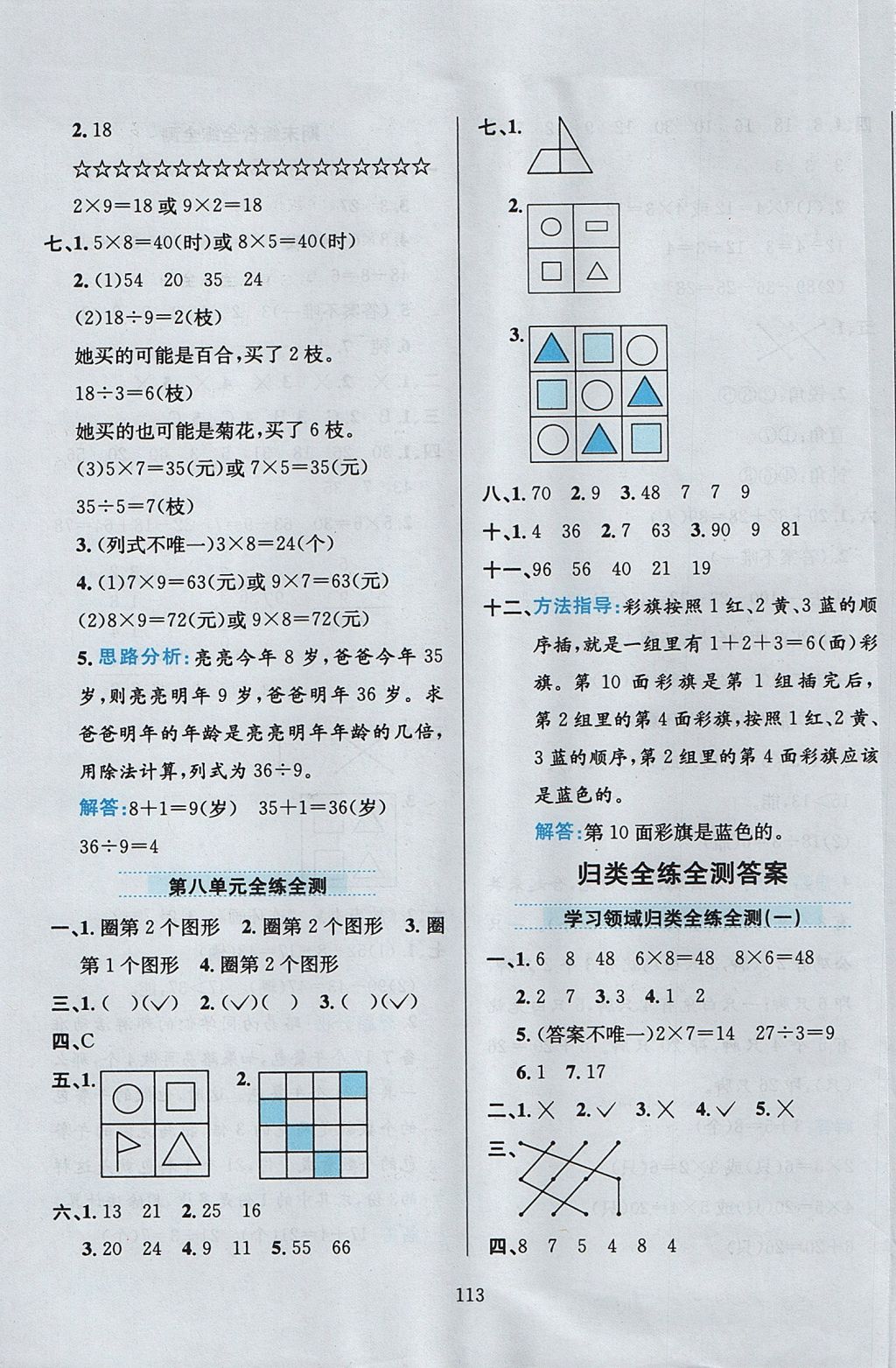 2017年小學(xué)教材全練二年級數(shù)學(xué)上冊冀教版 參考答案第17頁