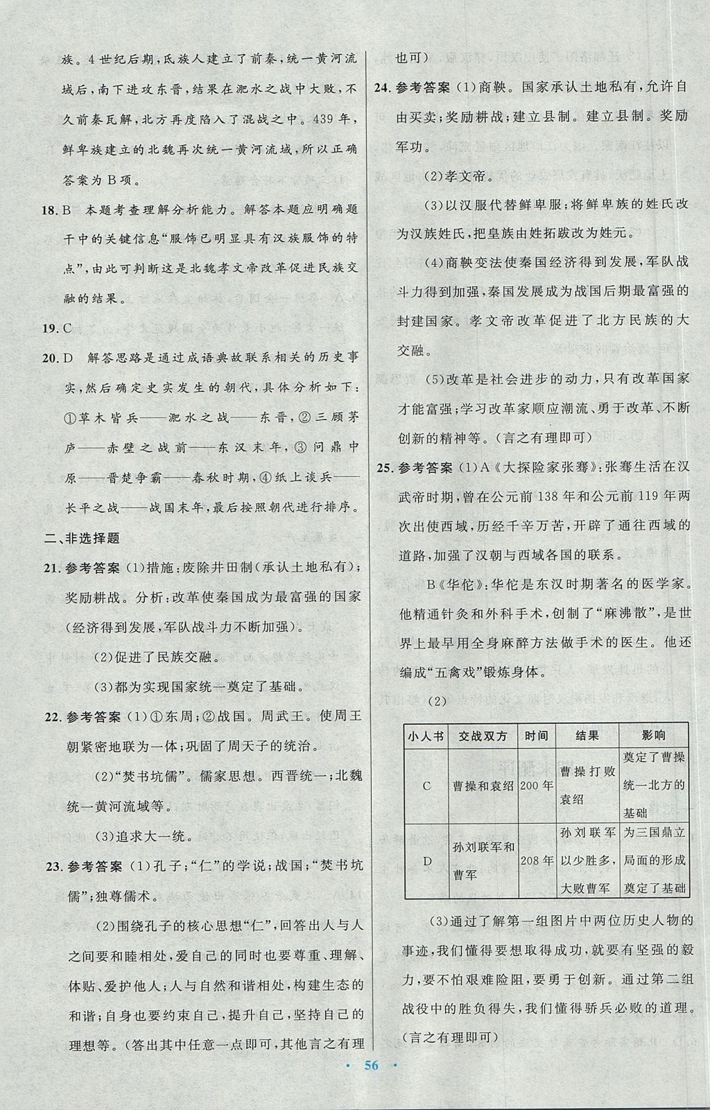 2017年初中同步測控優(yōu)化設計七年級中國歷史上冊人教版 參考答案第28頁