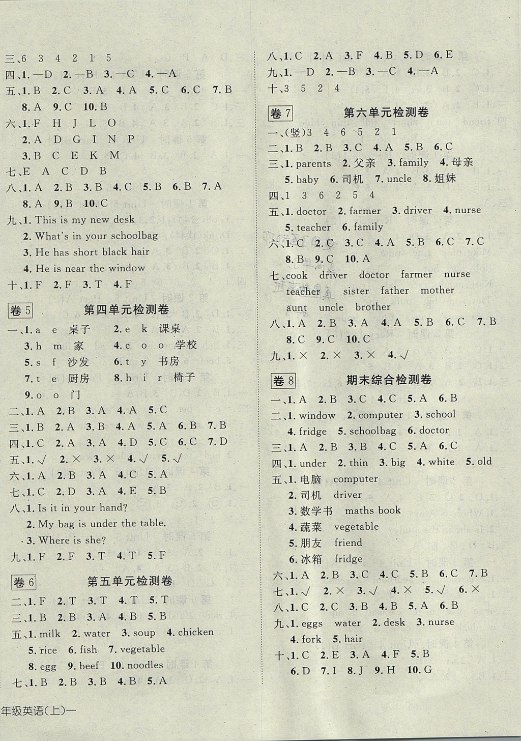 2017年探究乐园高效课堂四年级英语上册 参考答案第8页