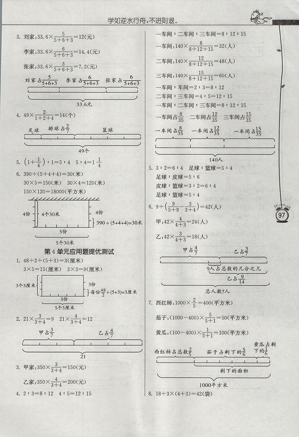 2017年春雨教育小学数学应用题解题高手六年级上册人教版 参考答案第13页