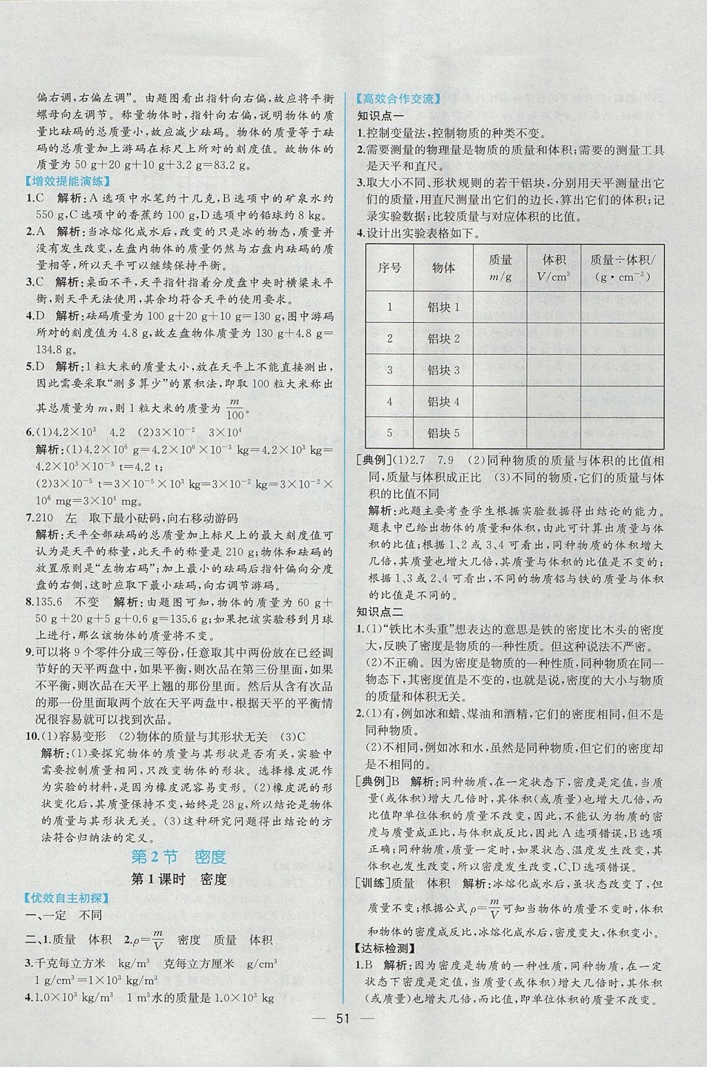 2017年同步導學案課時練八年級物理上冊人教版 參考答案第31頁