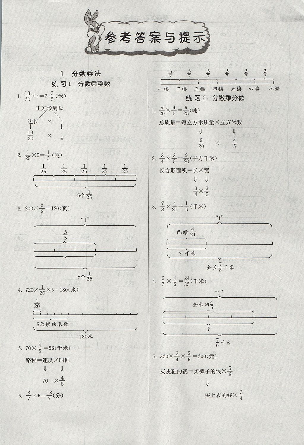 2017年春雨教育小學(xué)數(shù)學(xué)應(yīng)用題解題高手六年級(jí)上冊(cè)人教版 參考答案第1頁(yè)