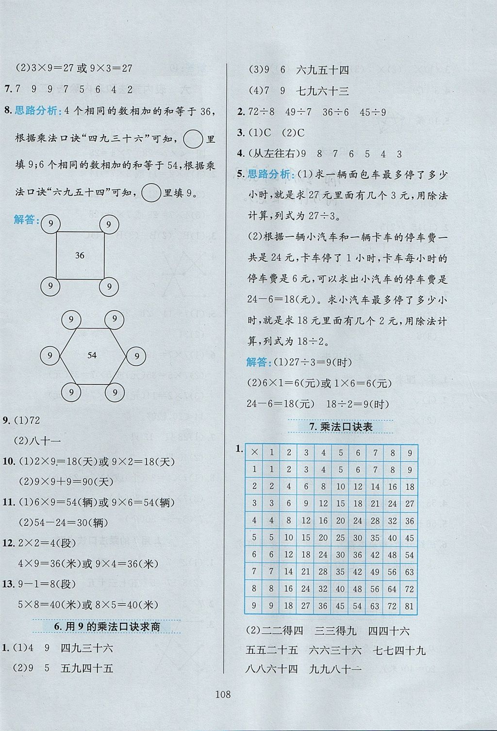 2017年小學教材全練二年級數(shù)學上冊江蘇版 參考答案第12頁