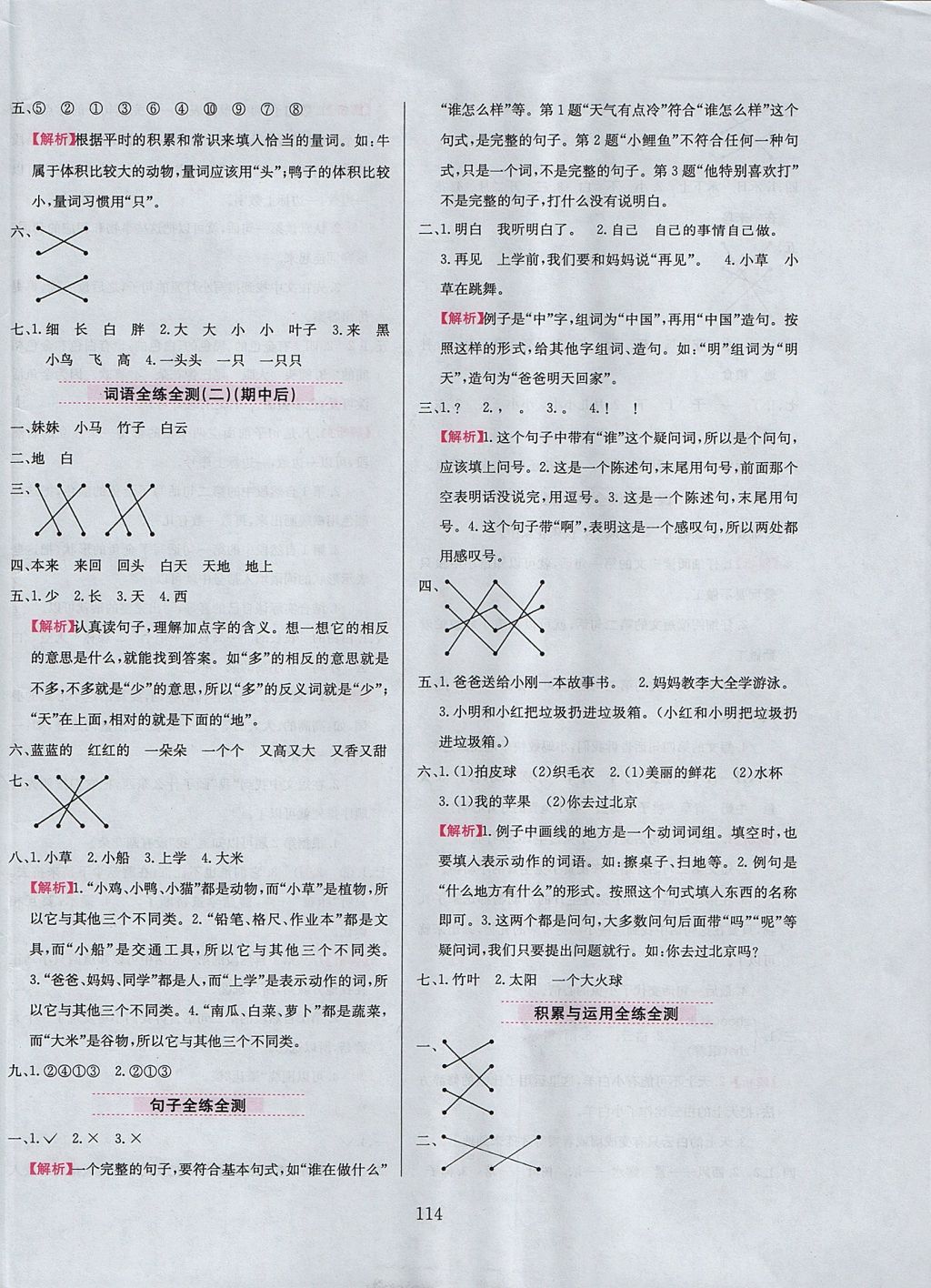 2017年小學教材全練一年級語文上冊人教版 參考答案第14頁