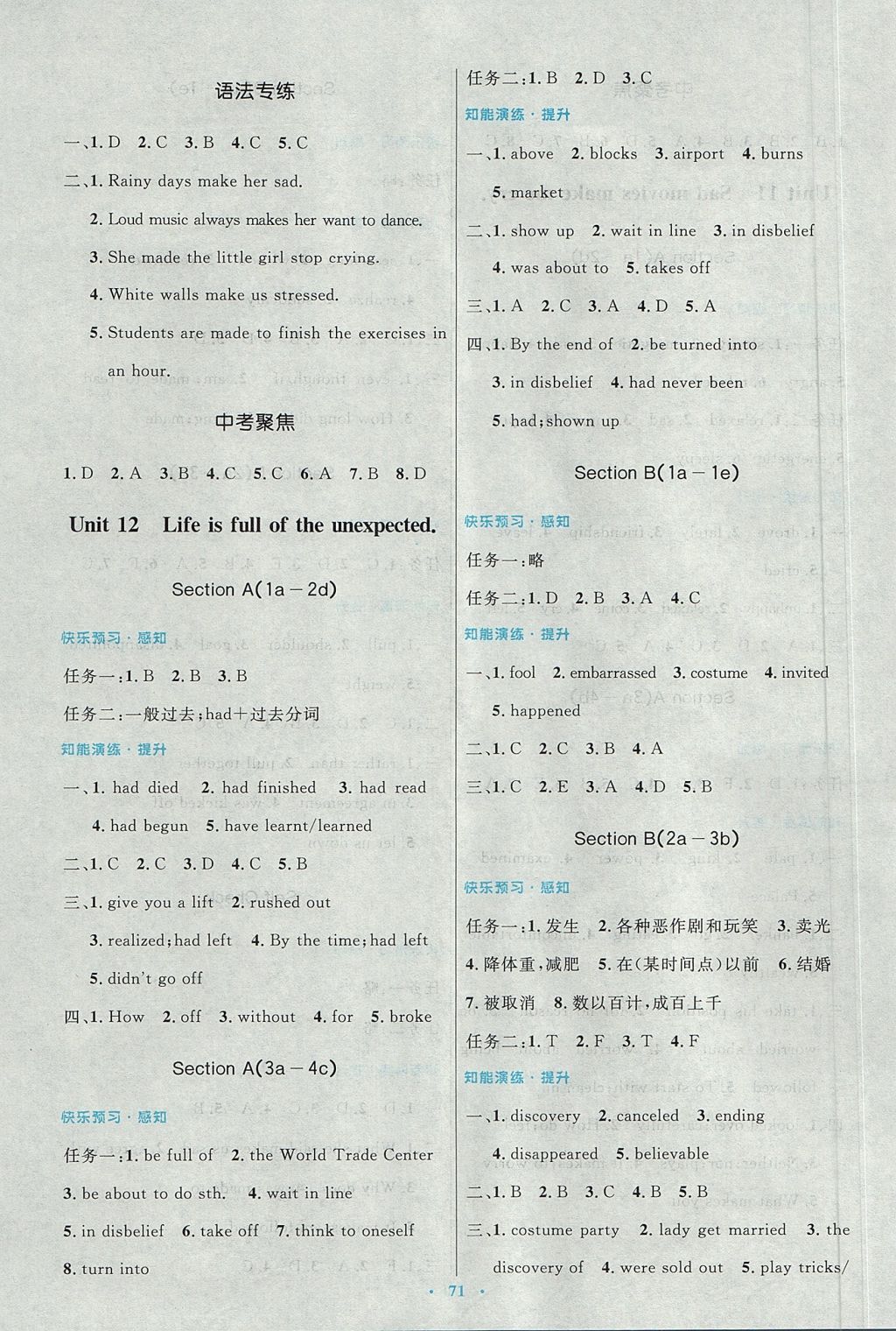 2017年初中同步測控優(yōu)化設(shè)計(jì)九年級英語全一冊人教版 參考答案第15頁