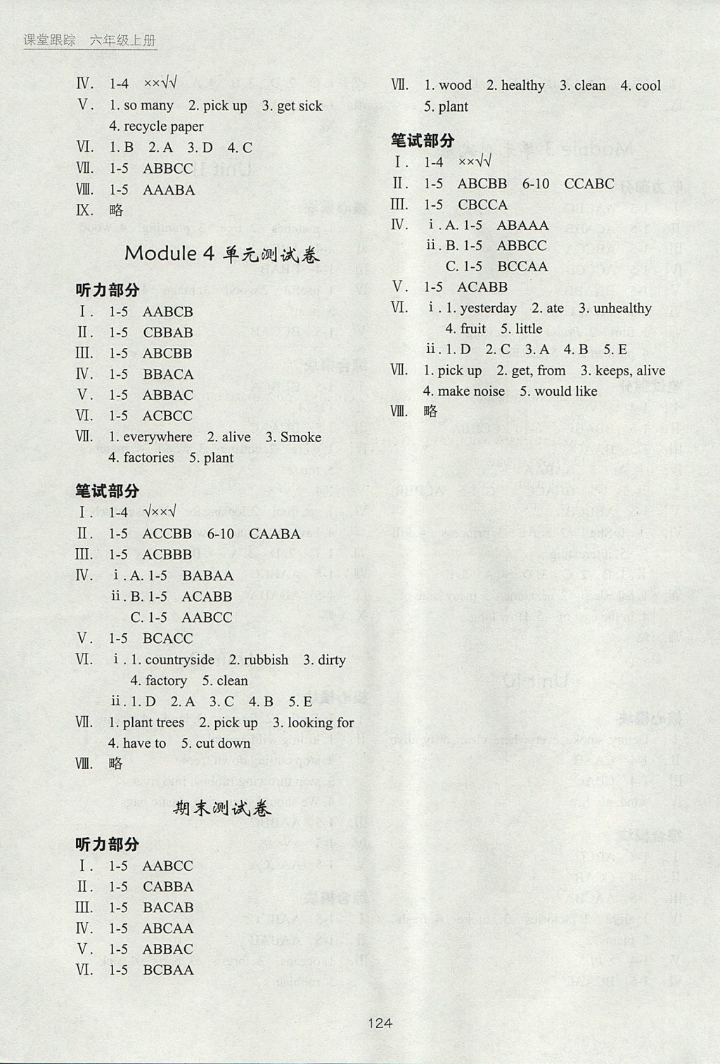 2017年深圳市小学英语课堂跟踪六年级上册沪教版 参考答案第6页