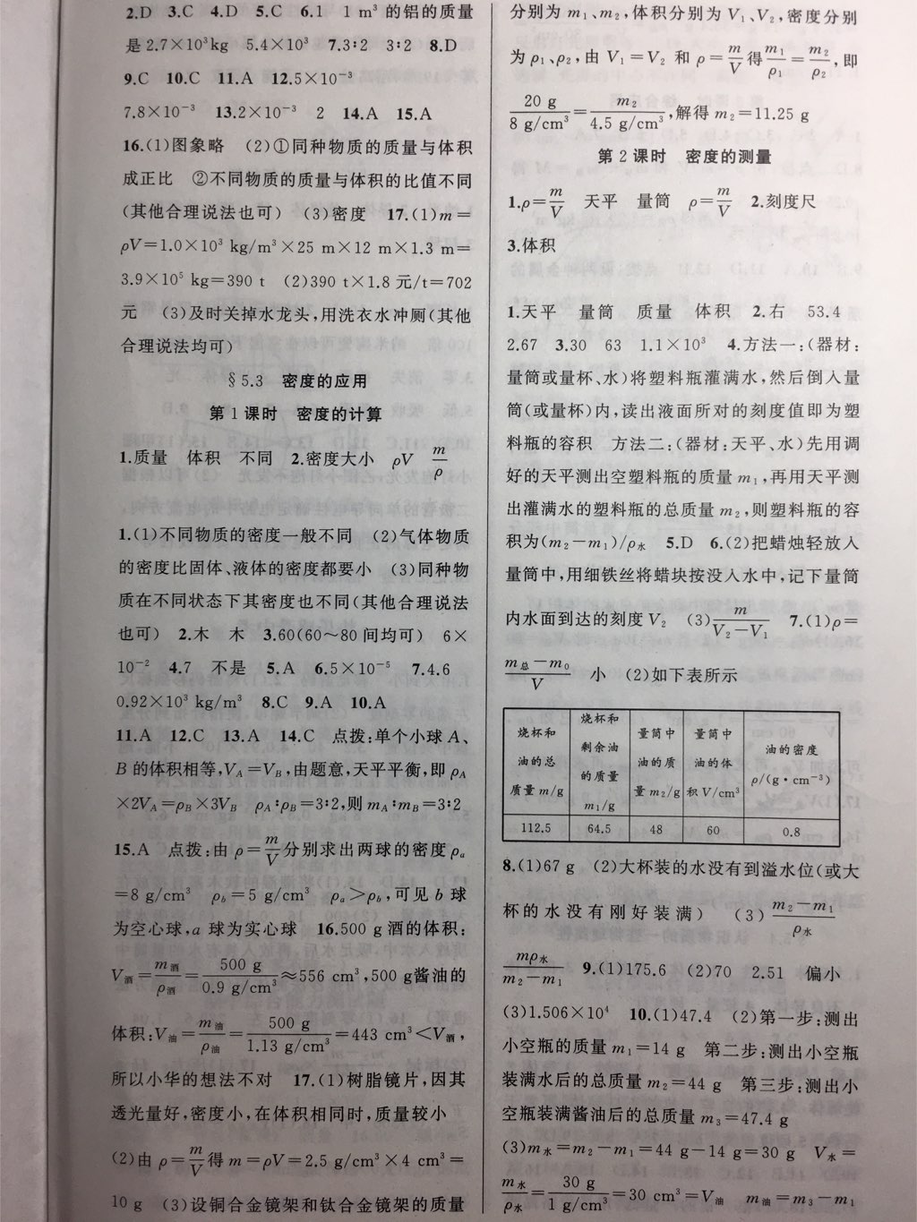 2017年原創(chuàng)新課堂八年級(jí)物理上冊(cè)滬粵版 參考答案第2頁