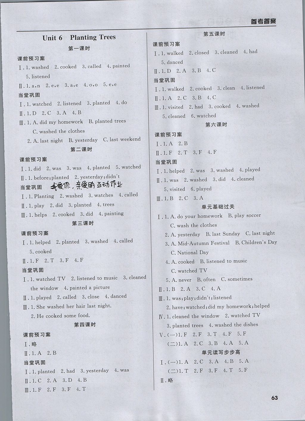 2017年香山狀元坊全程突破導(dǎo)練測六年級英語上冊 參考答案第6頁