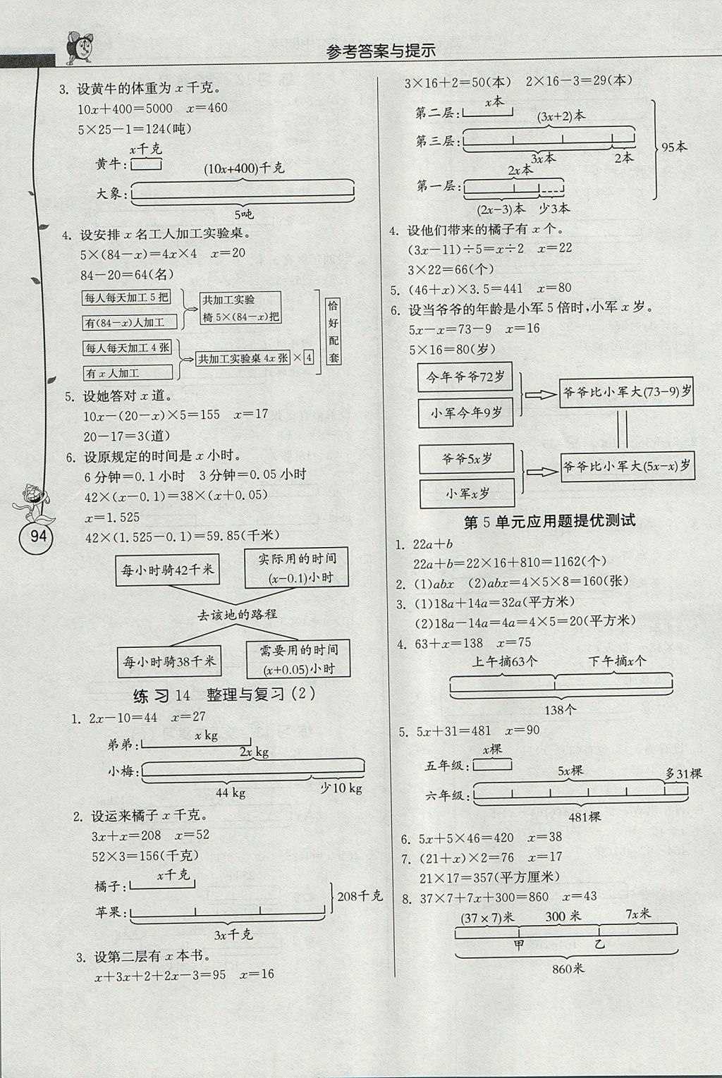 2017年春雨教育小學(xué)數(shù)學(xué)應(yīng)用題解題高手五年級(jí)上冊(cè)人教版 參考答案第11頁(yè)