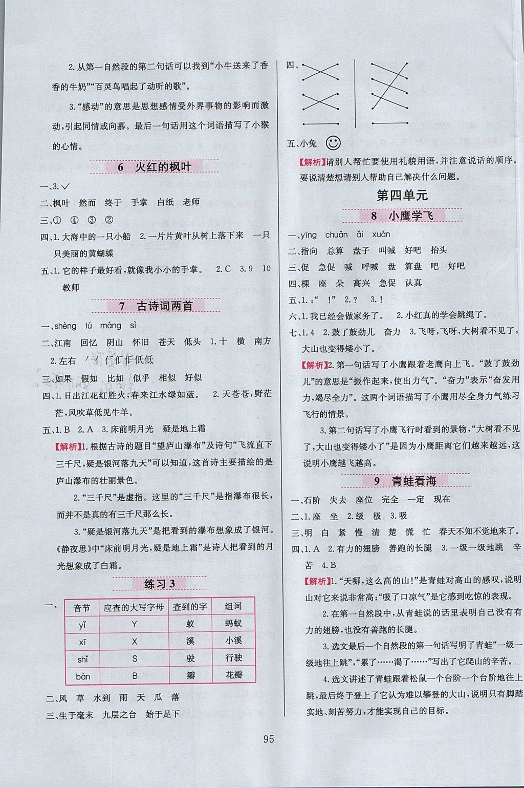 2017年小學教材全練二年級語文上冊江蘇版 參考答案第3頁