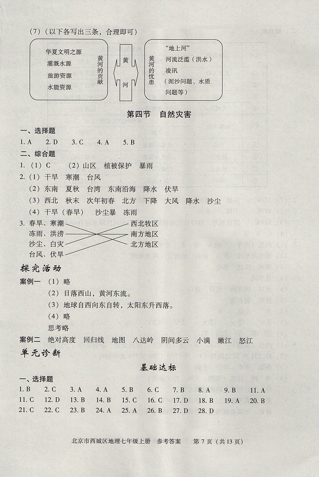 2017年学习探究诊断七年级地理上册 参考答案第7页